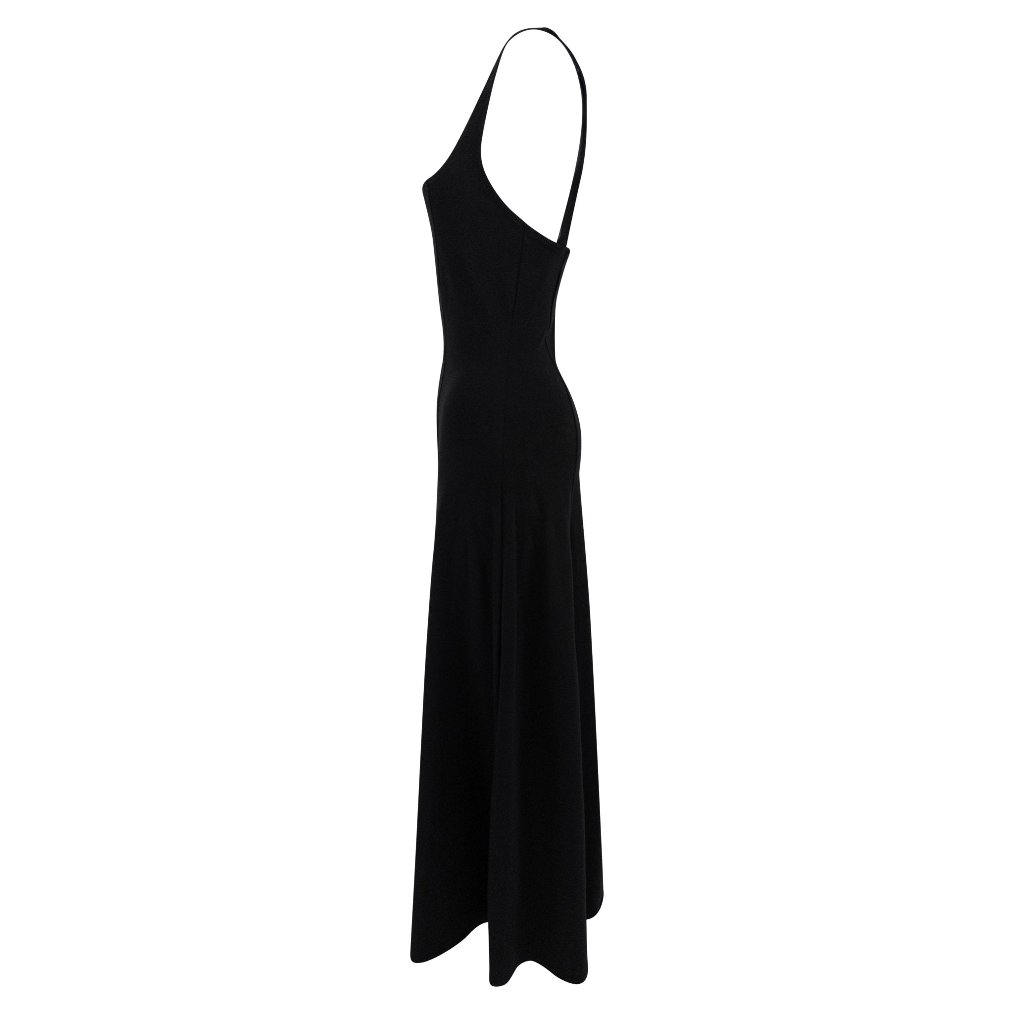 NWT 1990s Calvin Klein Black Stretch Flare Maxi Swim/Beach Dress - RealList