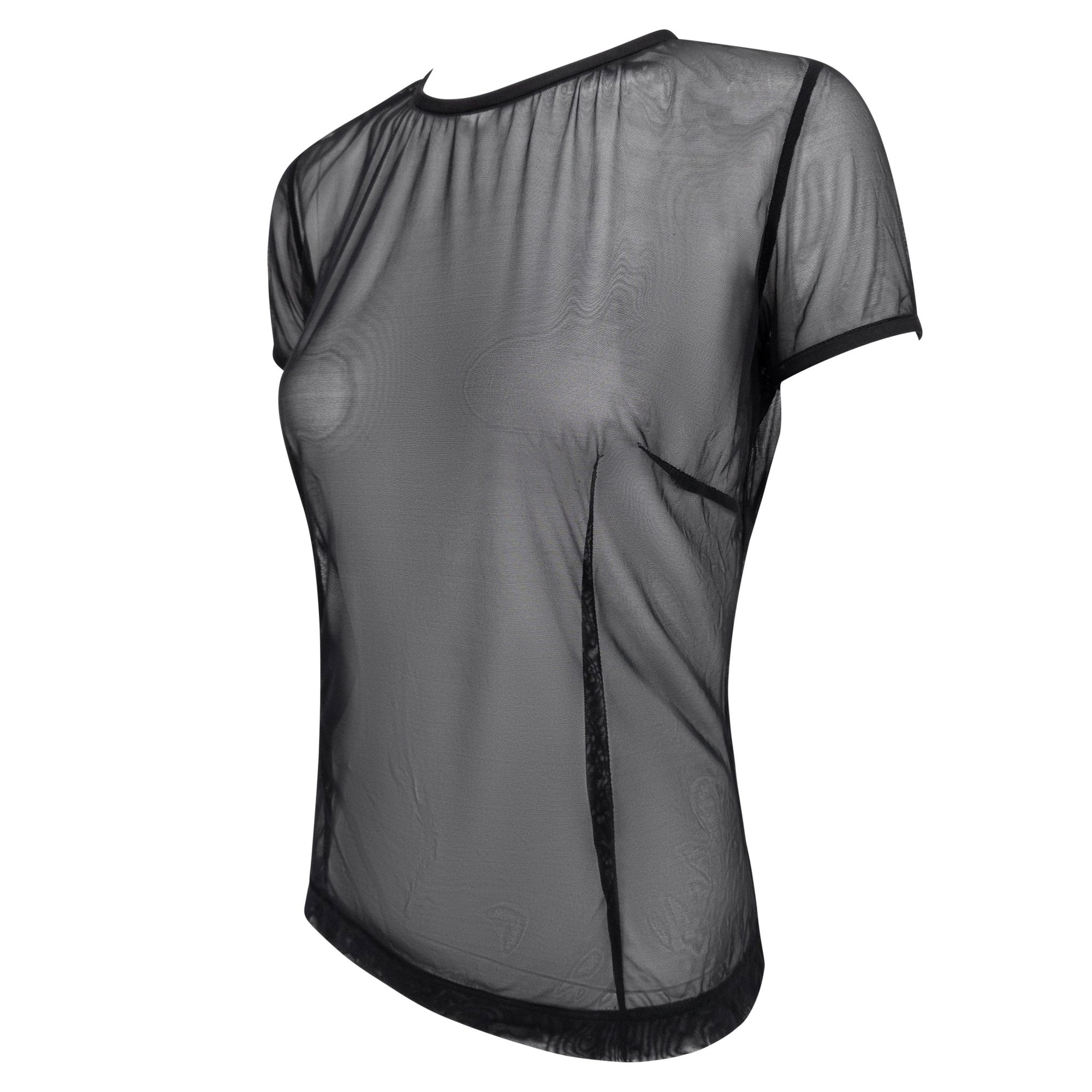 NWT 1990s Dolce & Gabbana Sheer Black Mesh T-Shirt Top - RealList