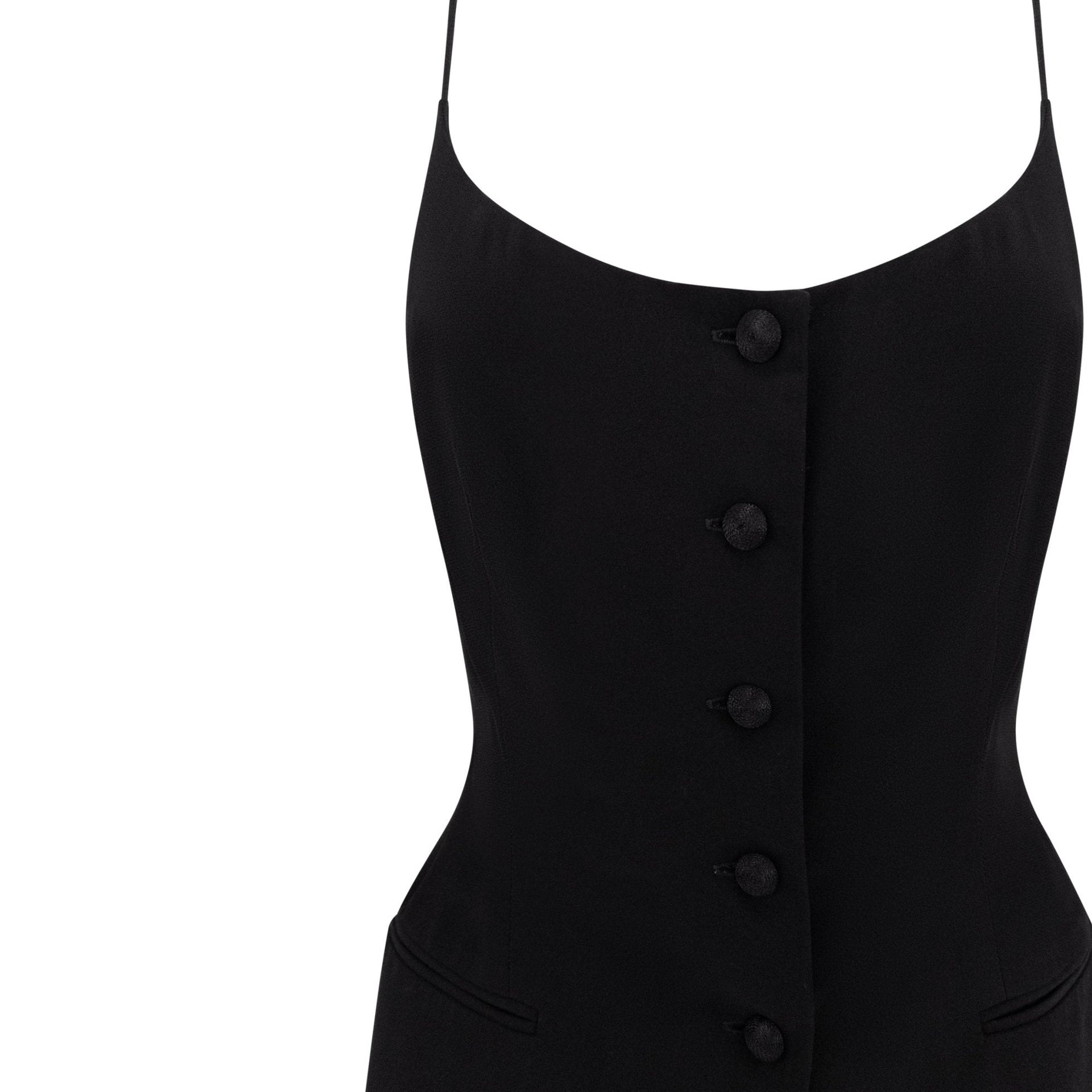NWT 1990s Donna Karan Black Silk Thin Strap Tank Top Pantsuit Set - RealList