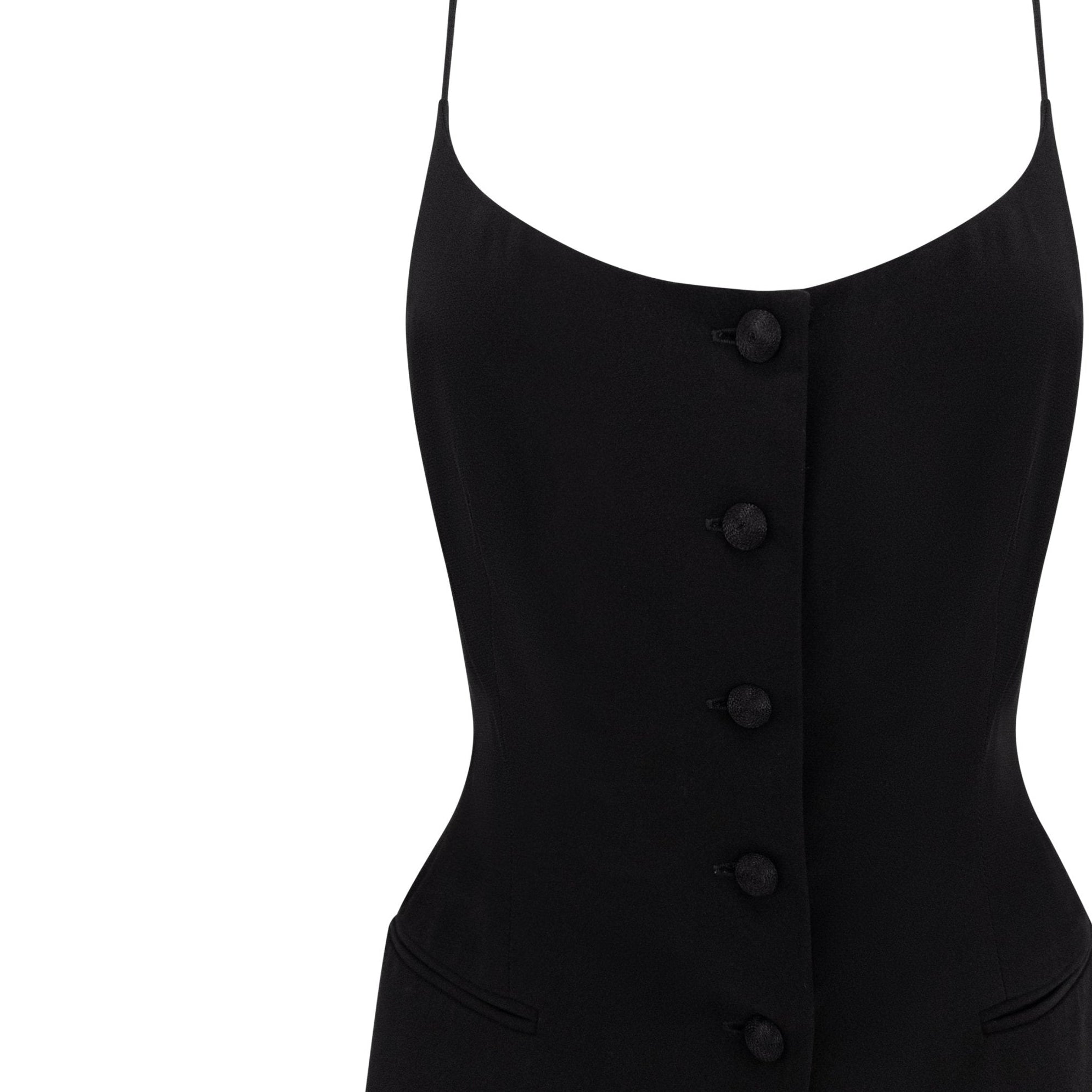 NWT 1990s Donna Karan Black Silk Thin Strap Tank Top Pantsuit Set - RealList