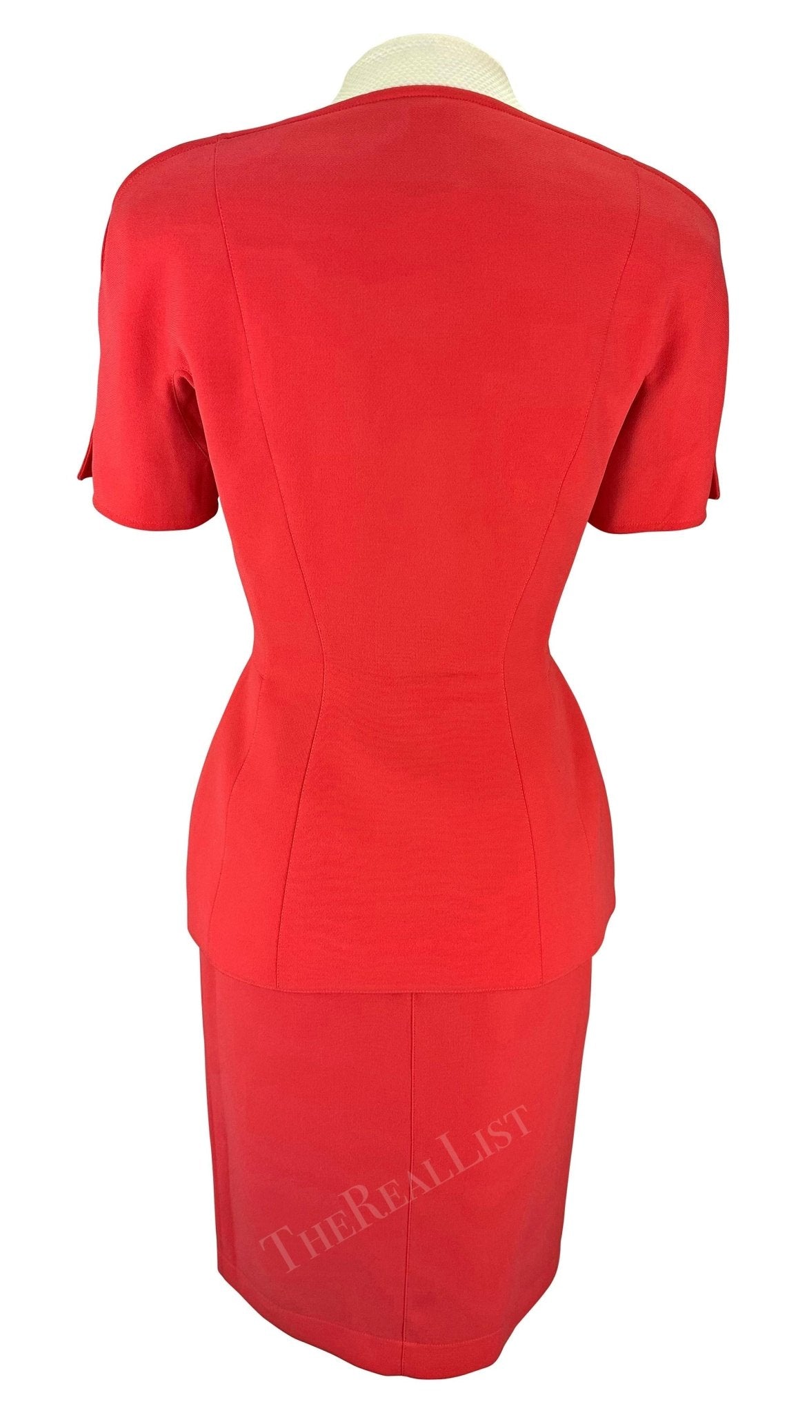 NWT 1990s Thierry Mugler Light Pink White Short Sleeve Skirt Suit - RealList