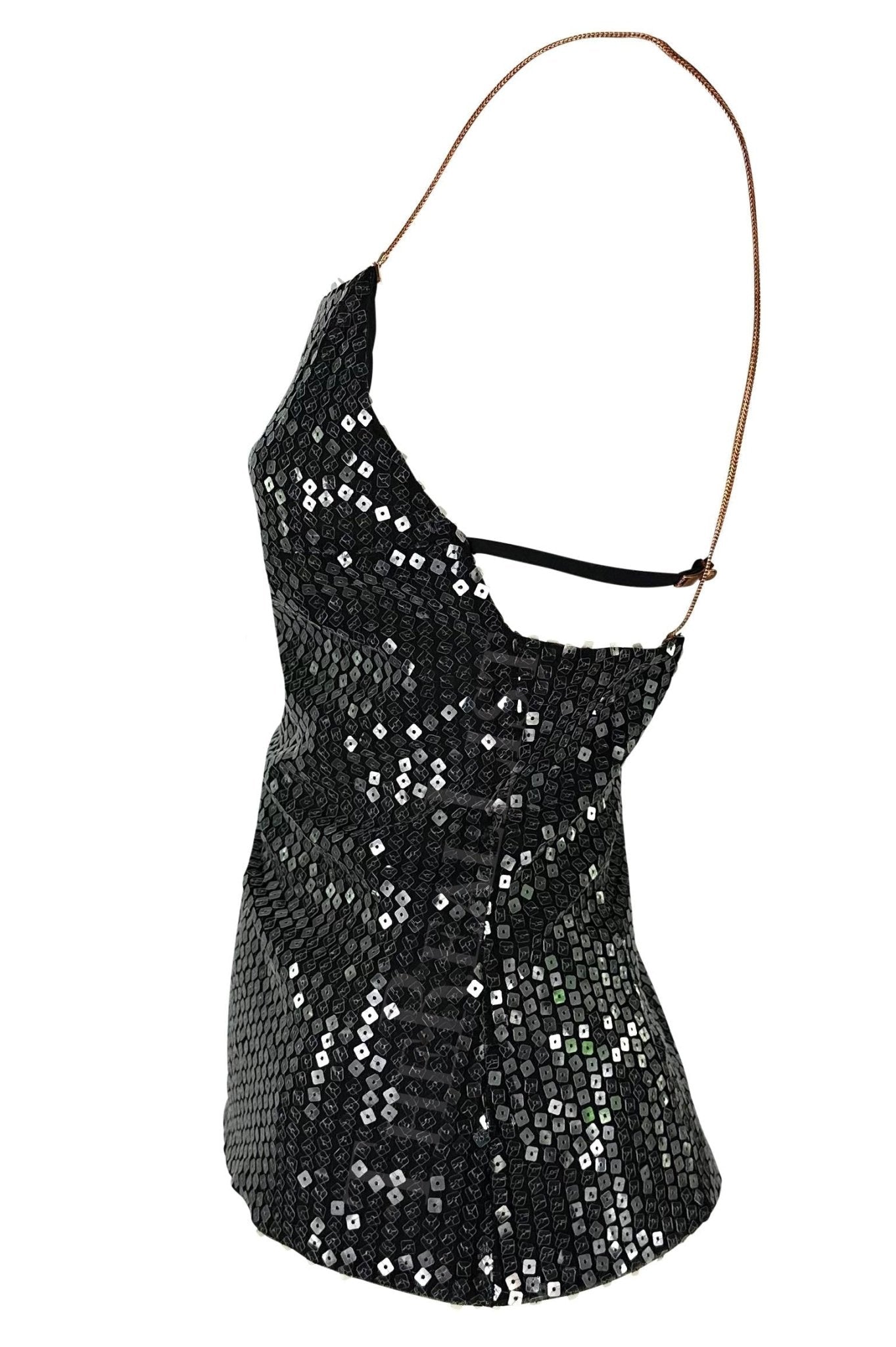 NWT 1999 Gianni Versace Black Sequin Backless Tank Top - RealList
