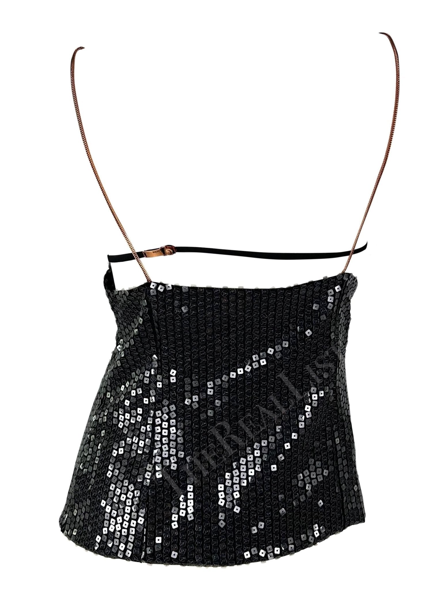NWT 1999 Gianni Versace Black Sequin Backless Tank Top - RealList