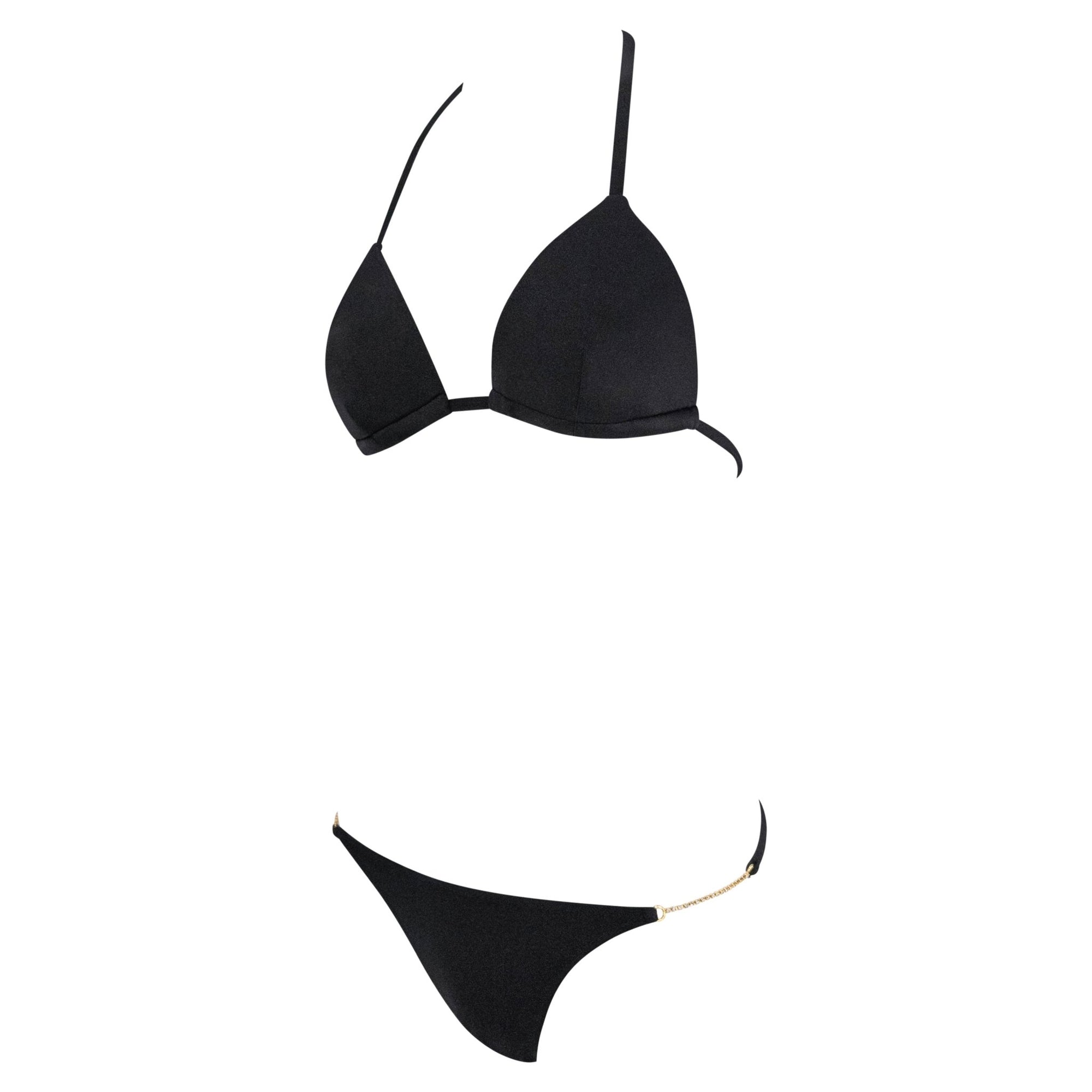 NWT 2000s Dolce & Gabbana Black Rhinestone Chain Bikini Swim Set - RealList