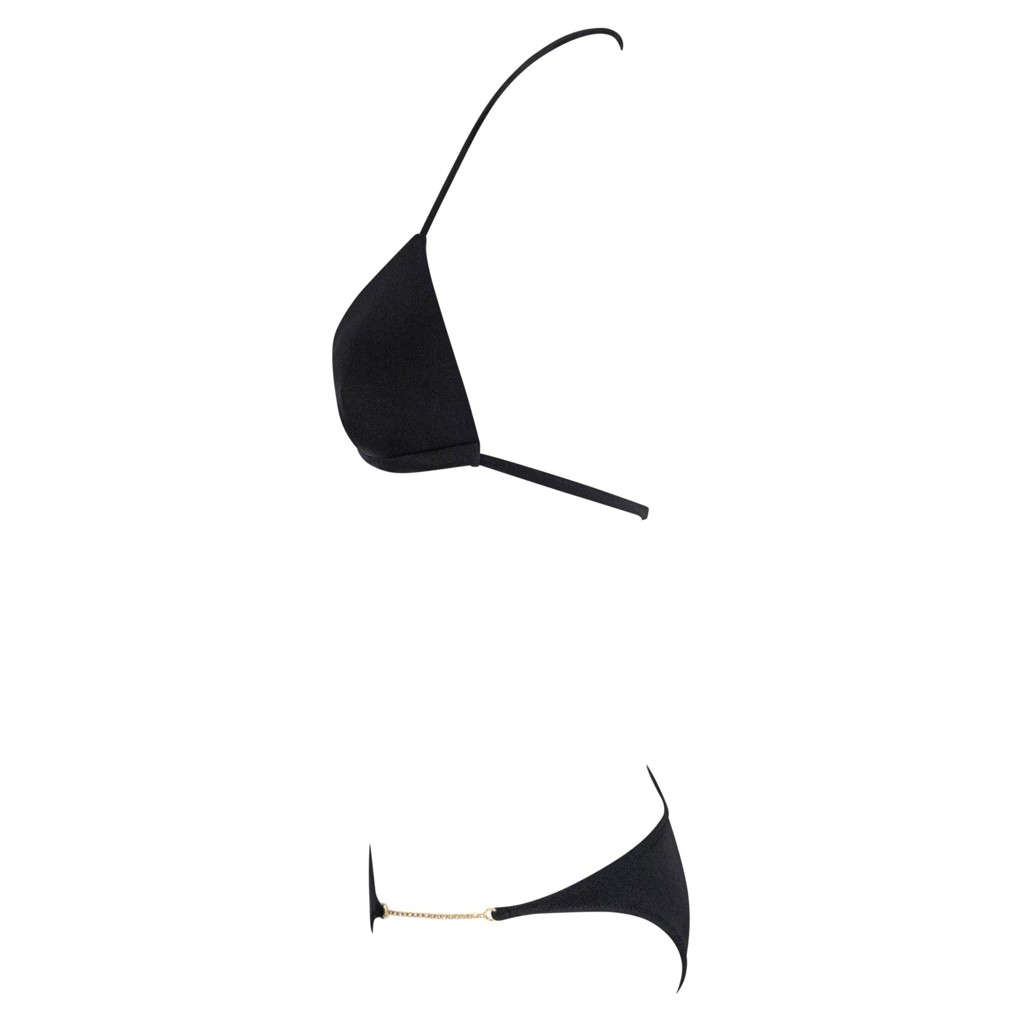 NWT 2000s Dolce & Gabbana Black Rhinestone Chain Bikini Swim Set - RealList