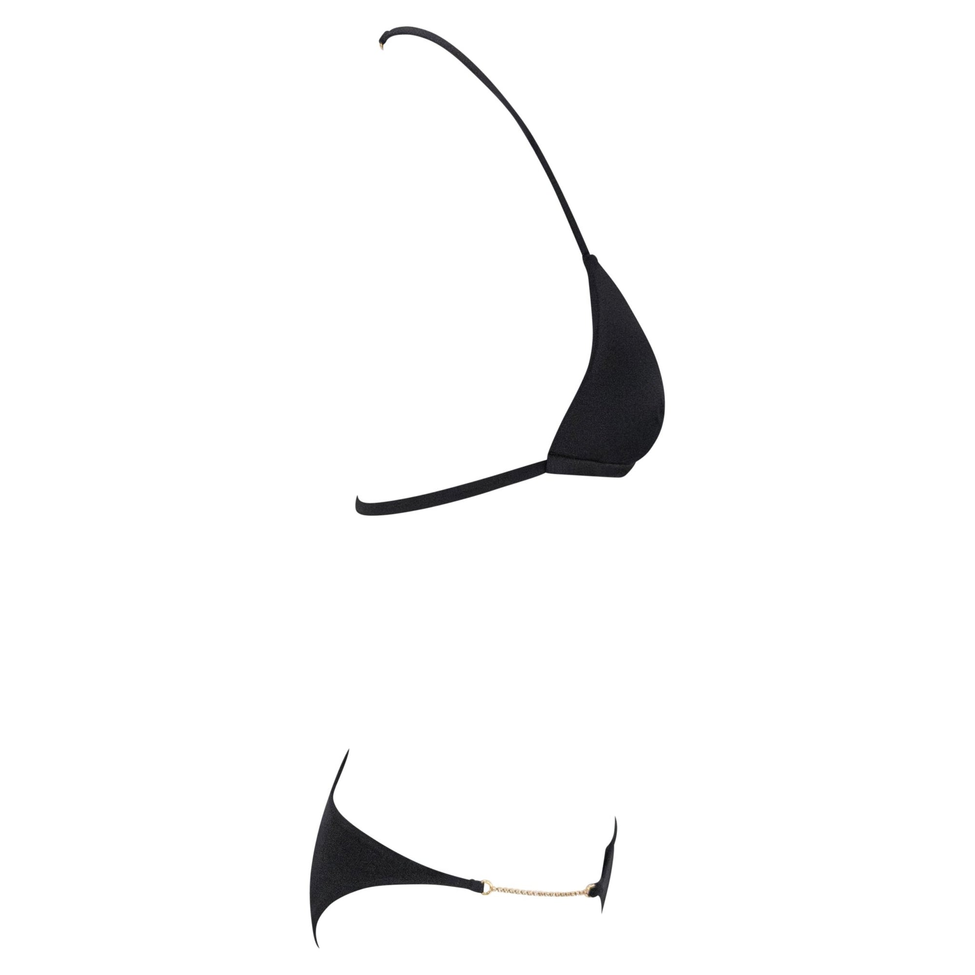 NWT 2000s Dolce & Gabbana Black Rhinestone Chain Bikini Swim Set - RealList