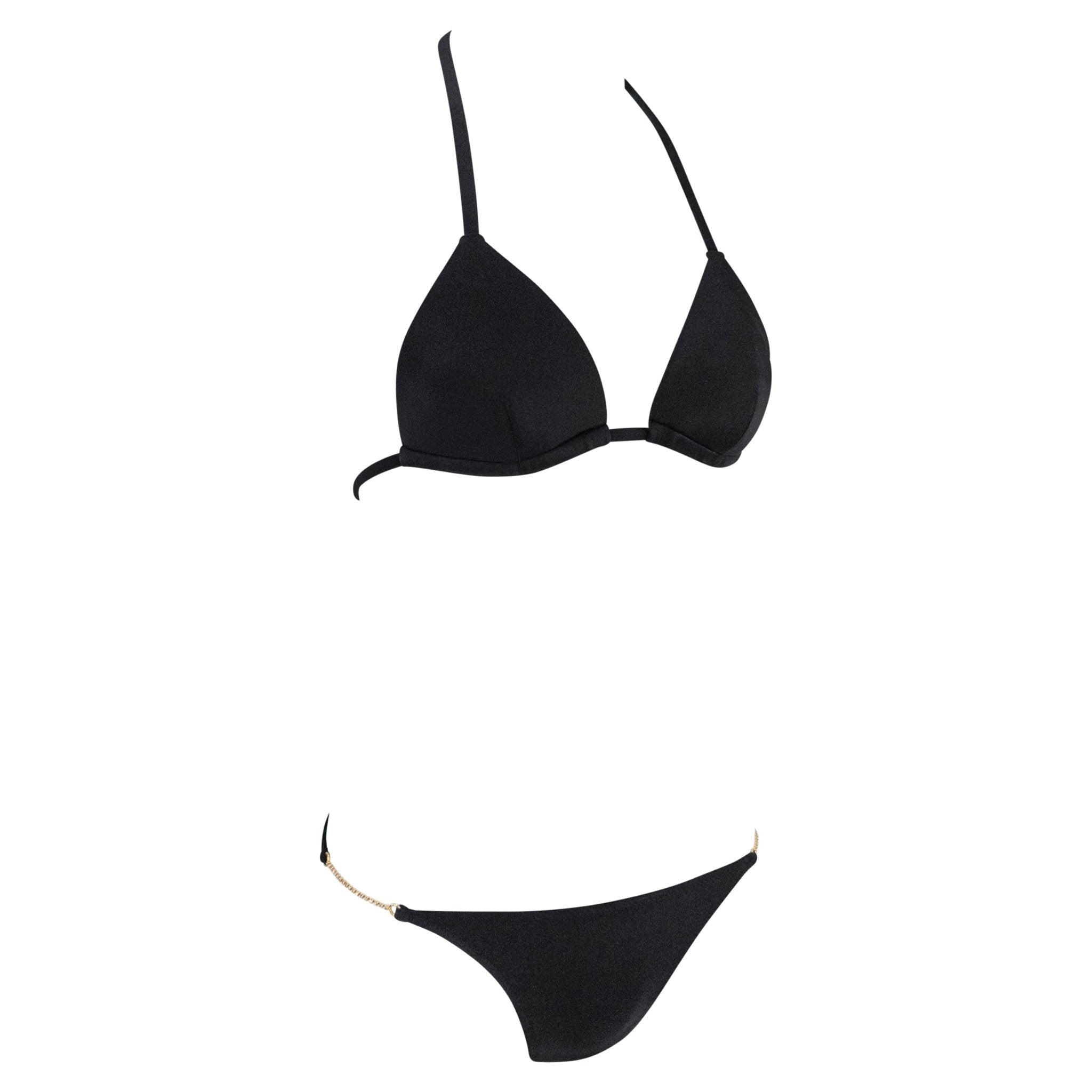 NWT 2000s Dolce & Gabbana Black Rhinestone Chain Bikini Swim Set - RealList