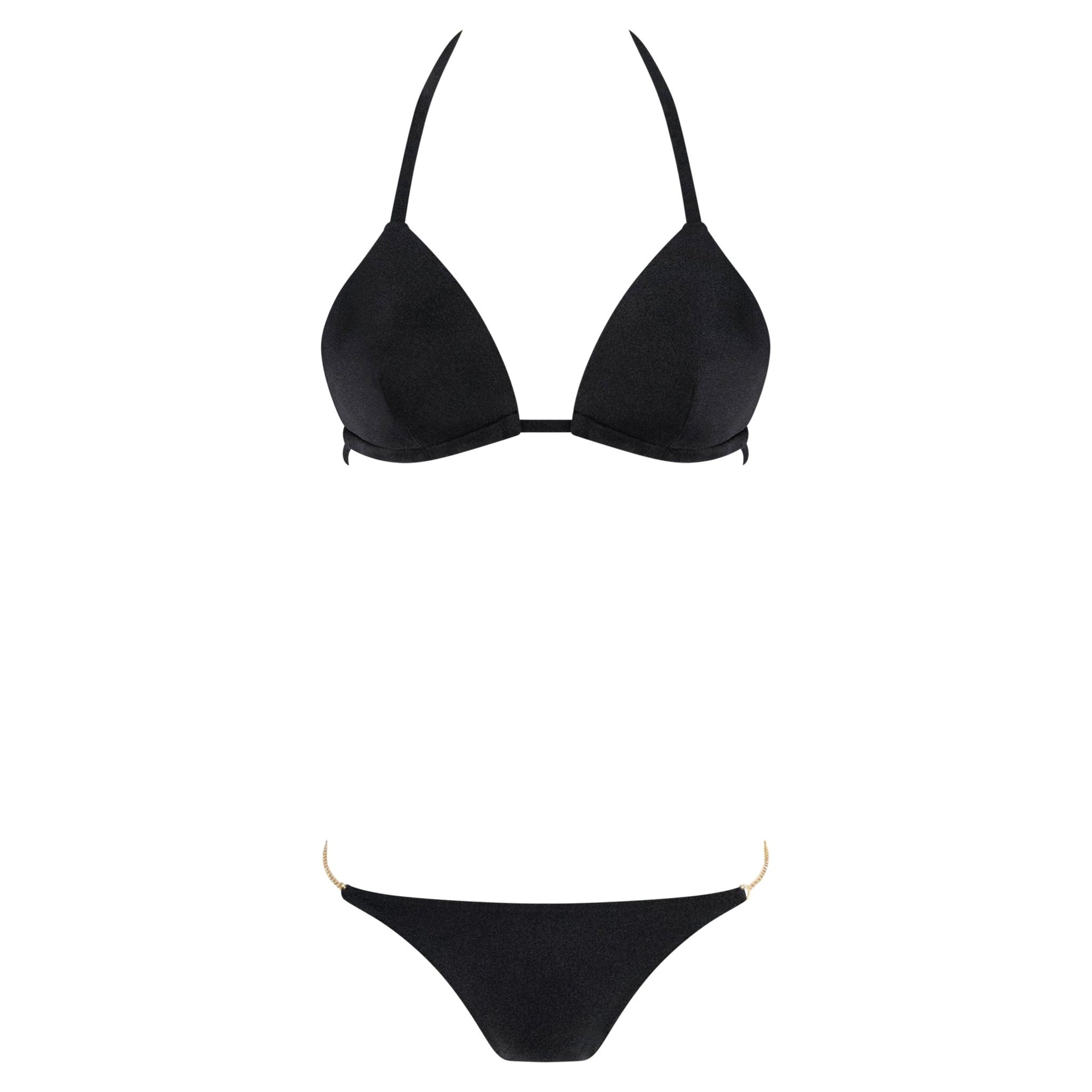 NWT 2000s Dolce & Gabbana Black Rhinestone Chain Bikini Swim Set - RealList
