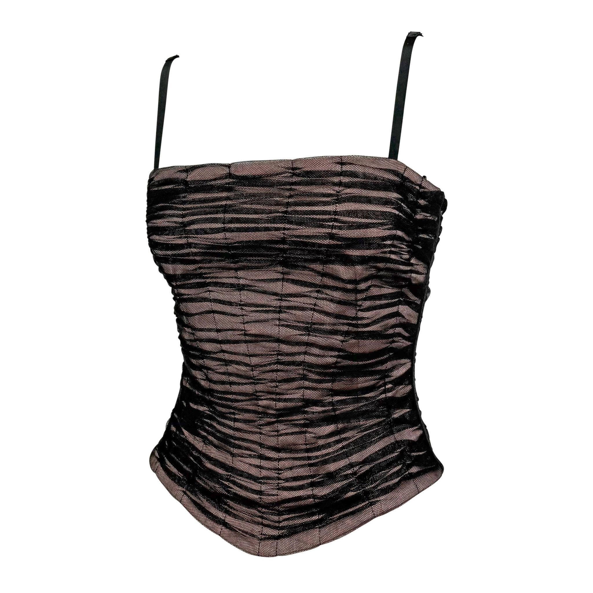 NWT 2000s Dolce & Gabbana Mauve Corset Boned Tulle Overlay Hourglass Bustier Top - RealList