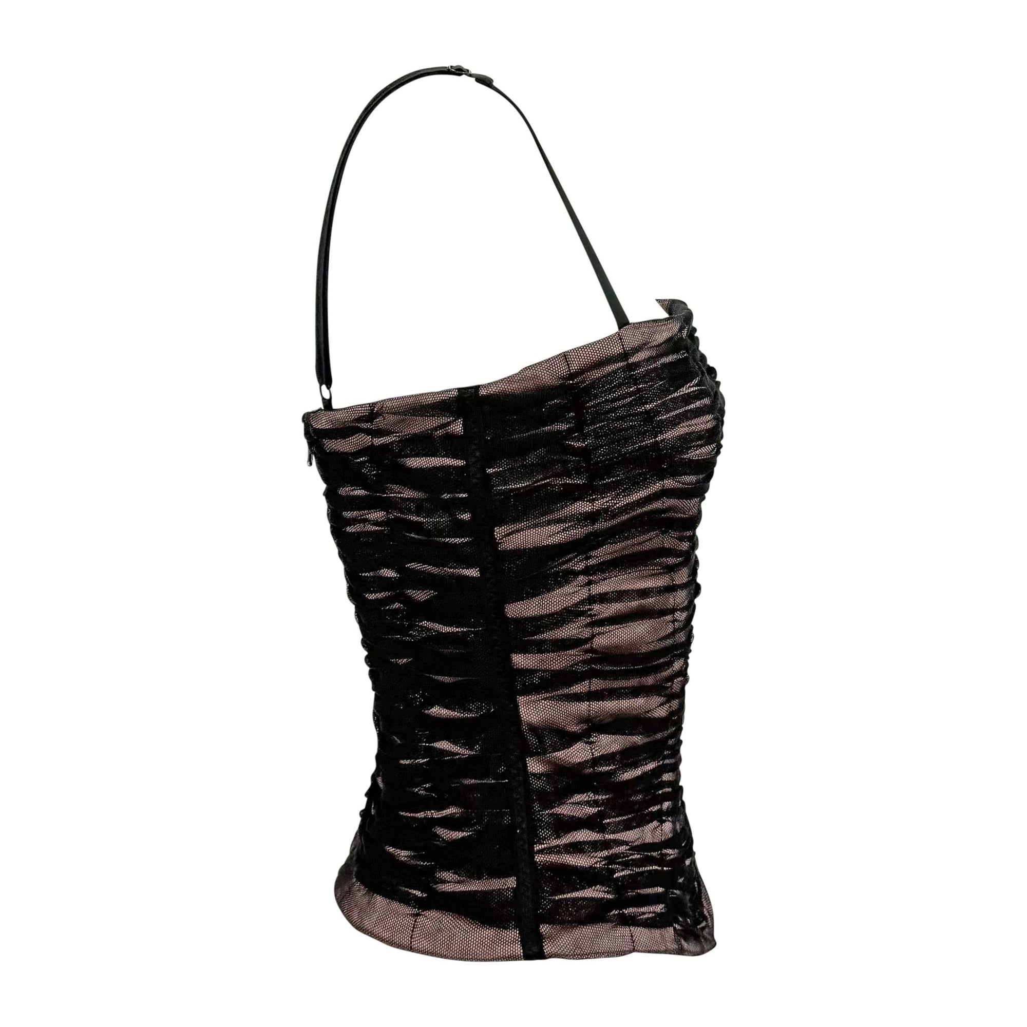 NWT 2000s Dolce & Gabbana Mauve Corset Boned Tulle Overlay Hourglass Bustier Top - RealList