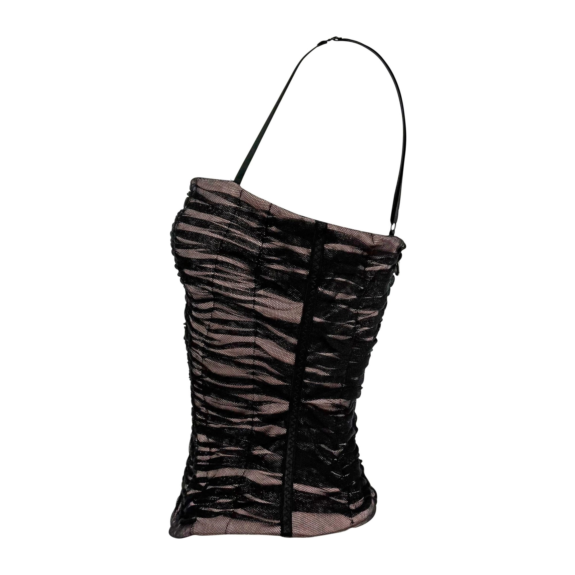 NWT 2000s Dolce & Gabbana Mauve Corset Boned Tulle Overlay Hourglass Bustier Top - RealList