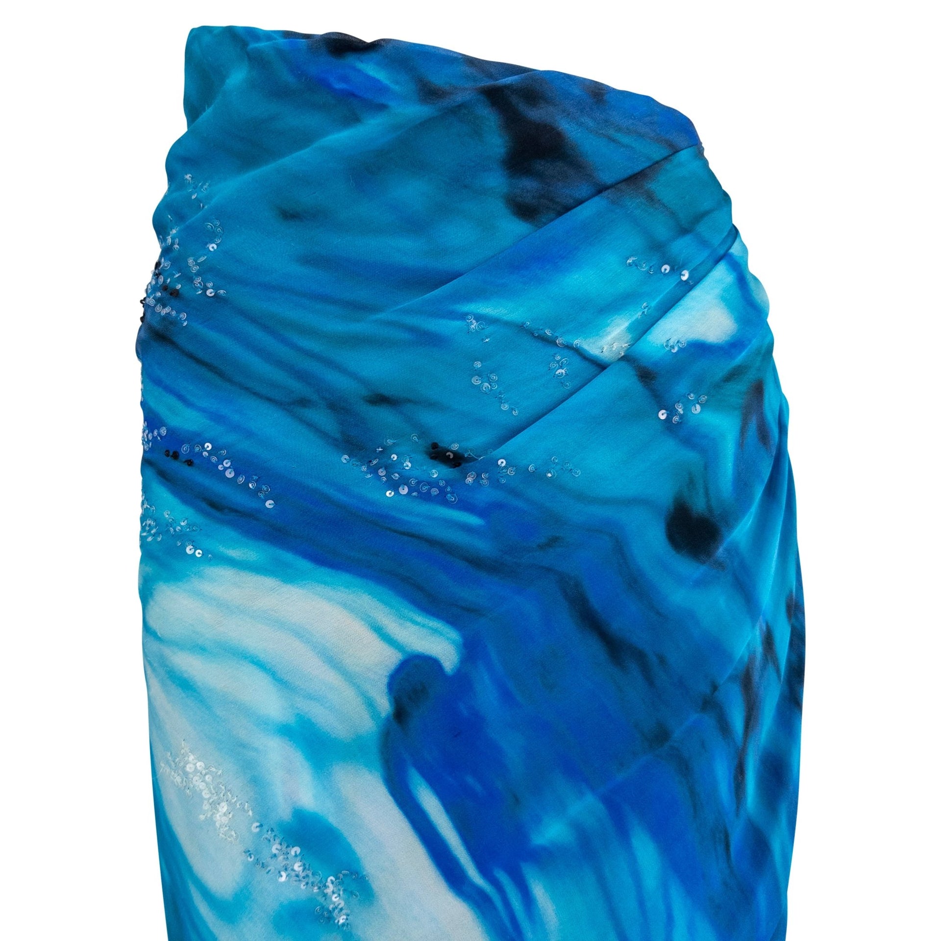 NWT 2000s Emanuel Ungaro Blue Ombré Chiffon Pareo - Style Pant Skirt - RealList