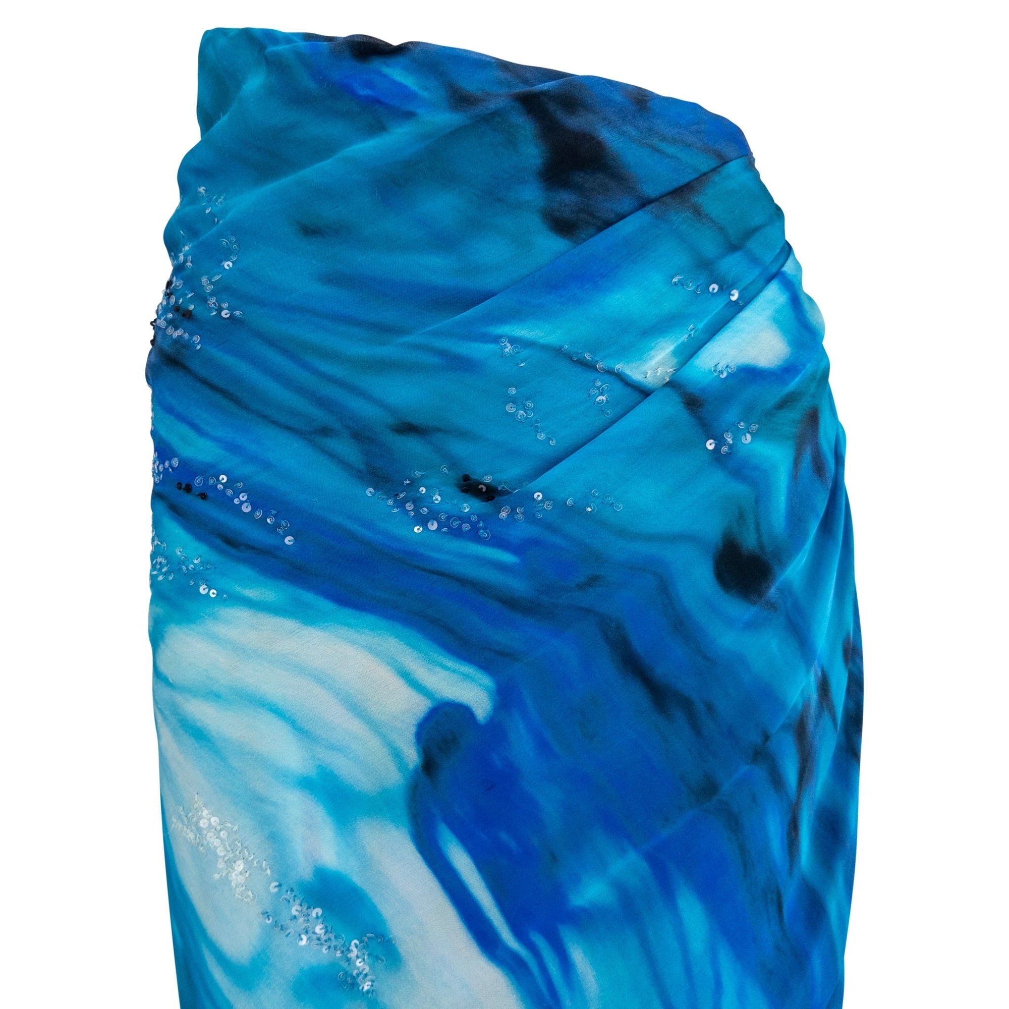 NWT 2000s Emanuel Ungaro Blue Ombré Chiffon Pareo - Style Pant Skirt - RealList