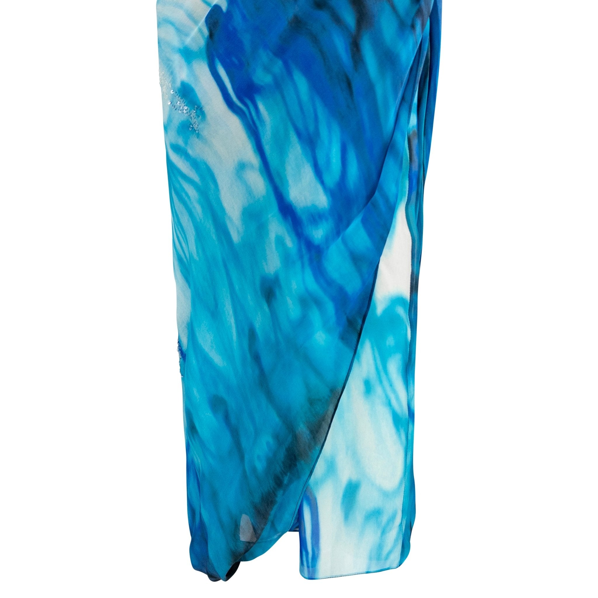 NWT 2000s Emanuel Ungaro Blue Ombré Chiffon Pareo - Style Pant Skirt - RealList