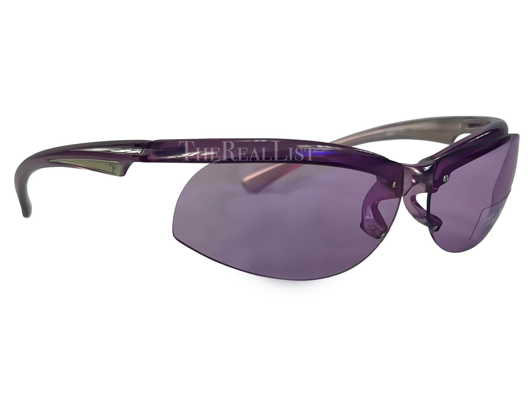NWT 2000s Thierry Mugler Transparent Purple Metallic Sport Sunglasses - RealList