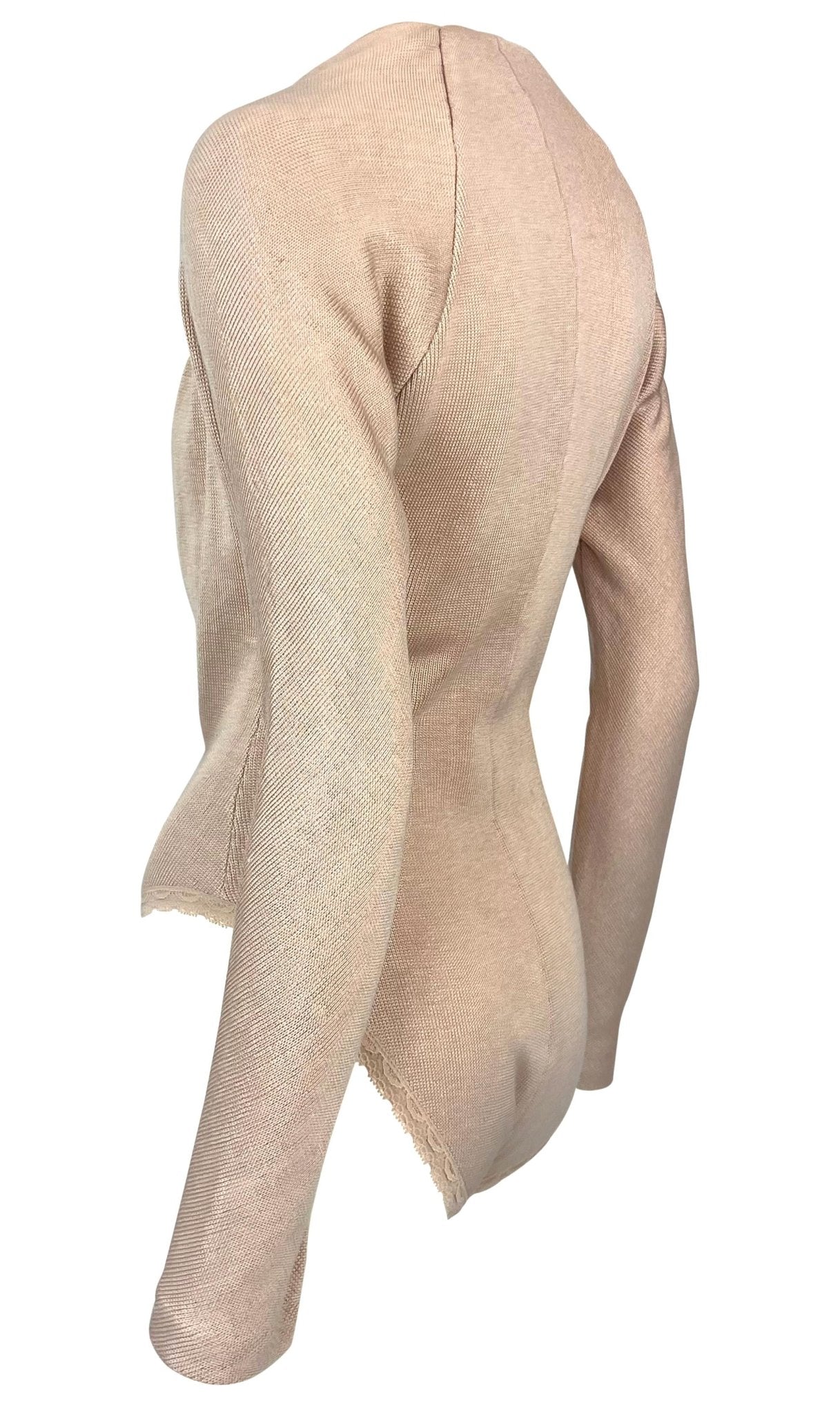 NWT Early 1990s Donna Karan Blush Pink Silk Plunging Wrap Bodysuit Top - RealList