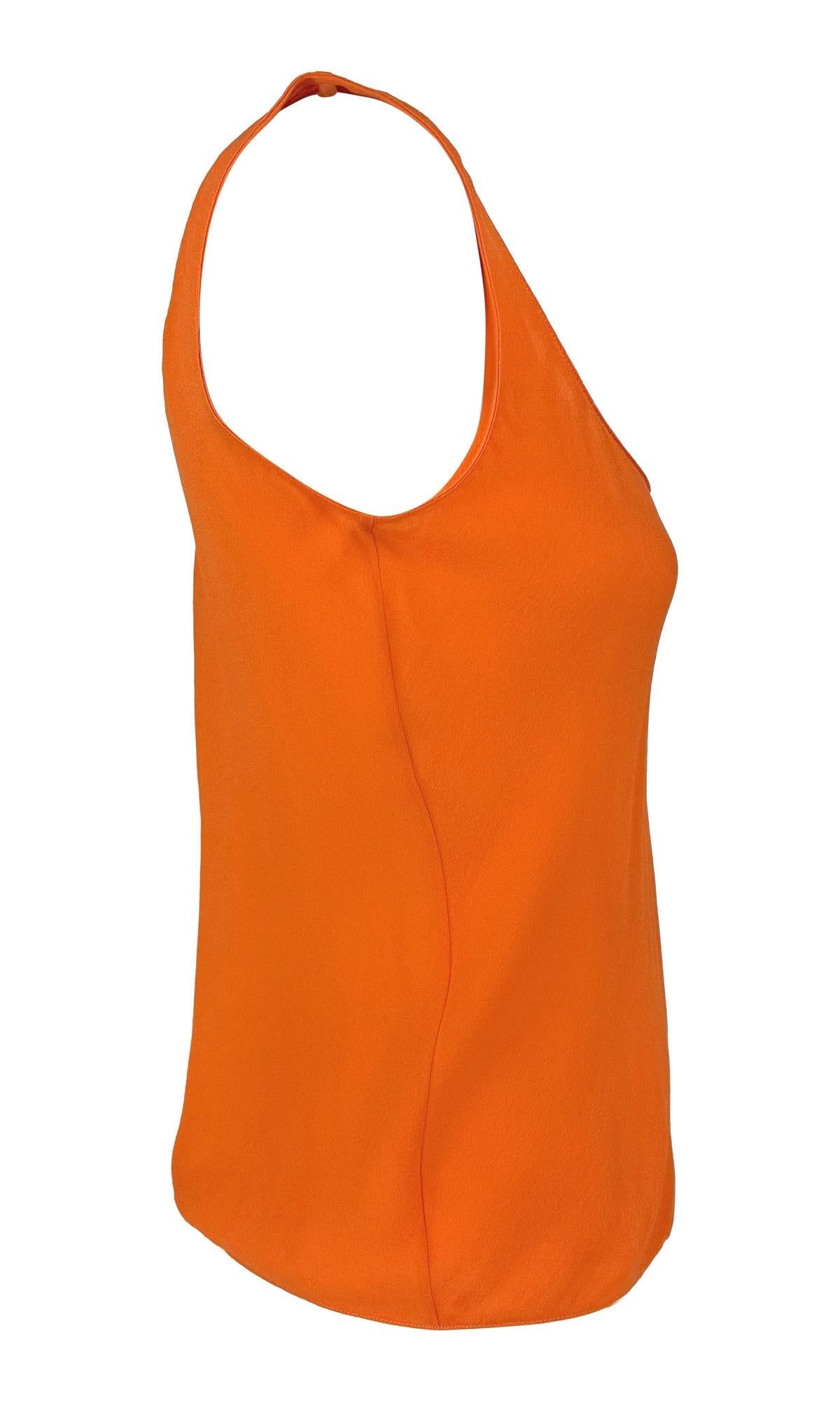 NWT Early 1990s Donna Karan Bright Orange Silk Sheer Scoop Neck Tank Top - RealList