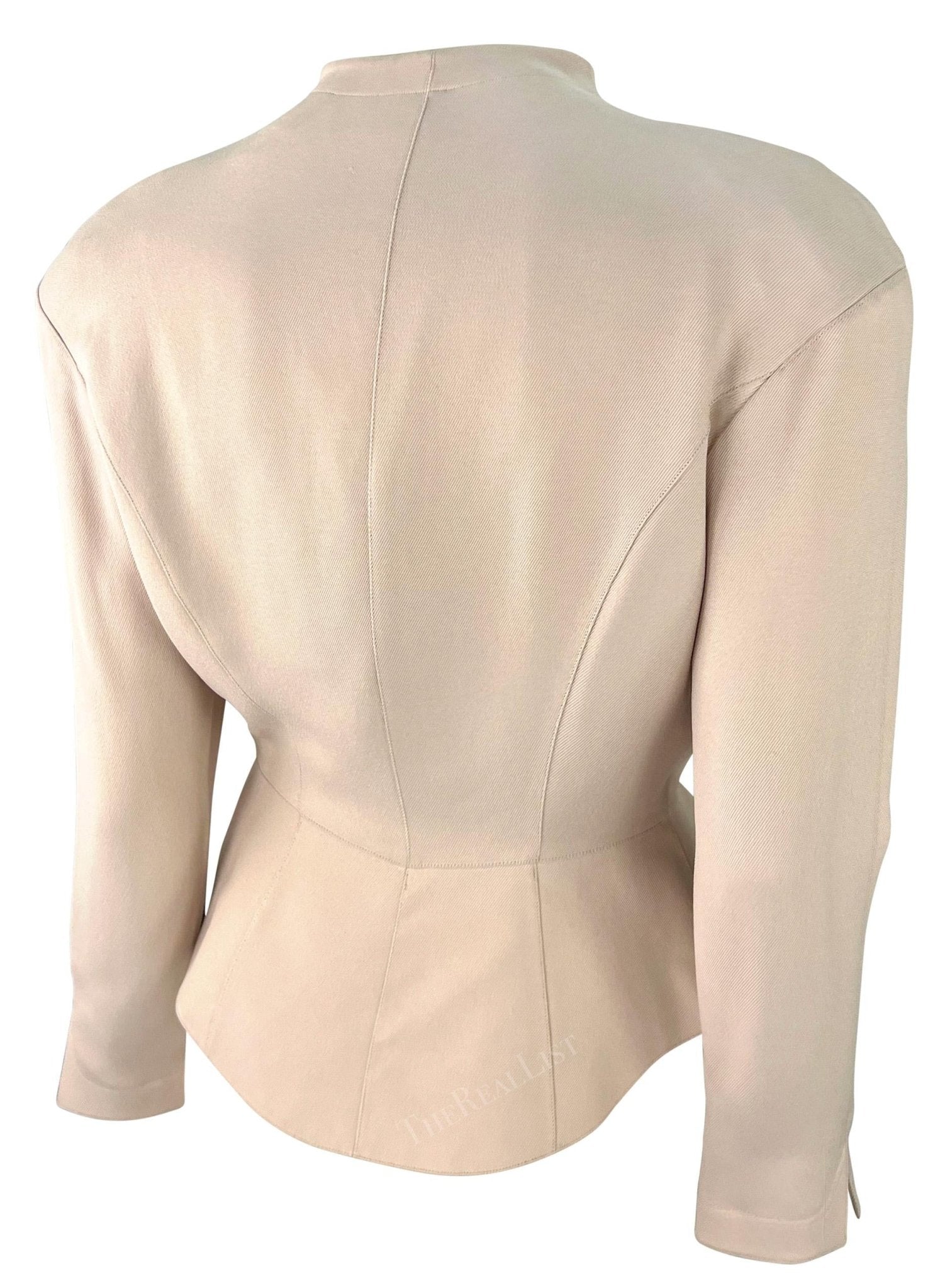 NWT Early 1990s Thierry Mugler Rhinestone Star Cinched Blush Pink Blazer Jacket - RealList