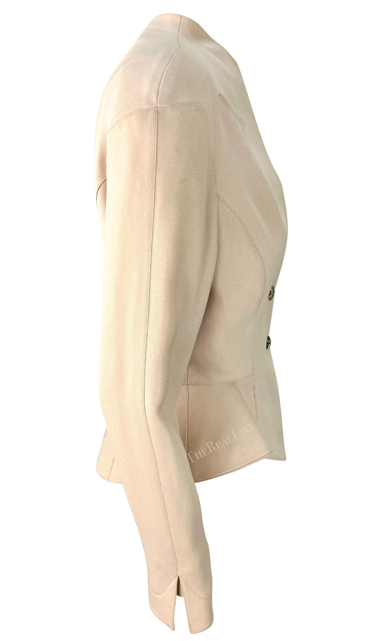 NWT Early 1990s Thierry Mugler Rhinestone Star Cinched Blush Pink Blazer Jacket - RealList
