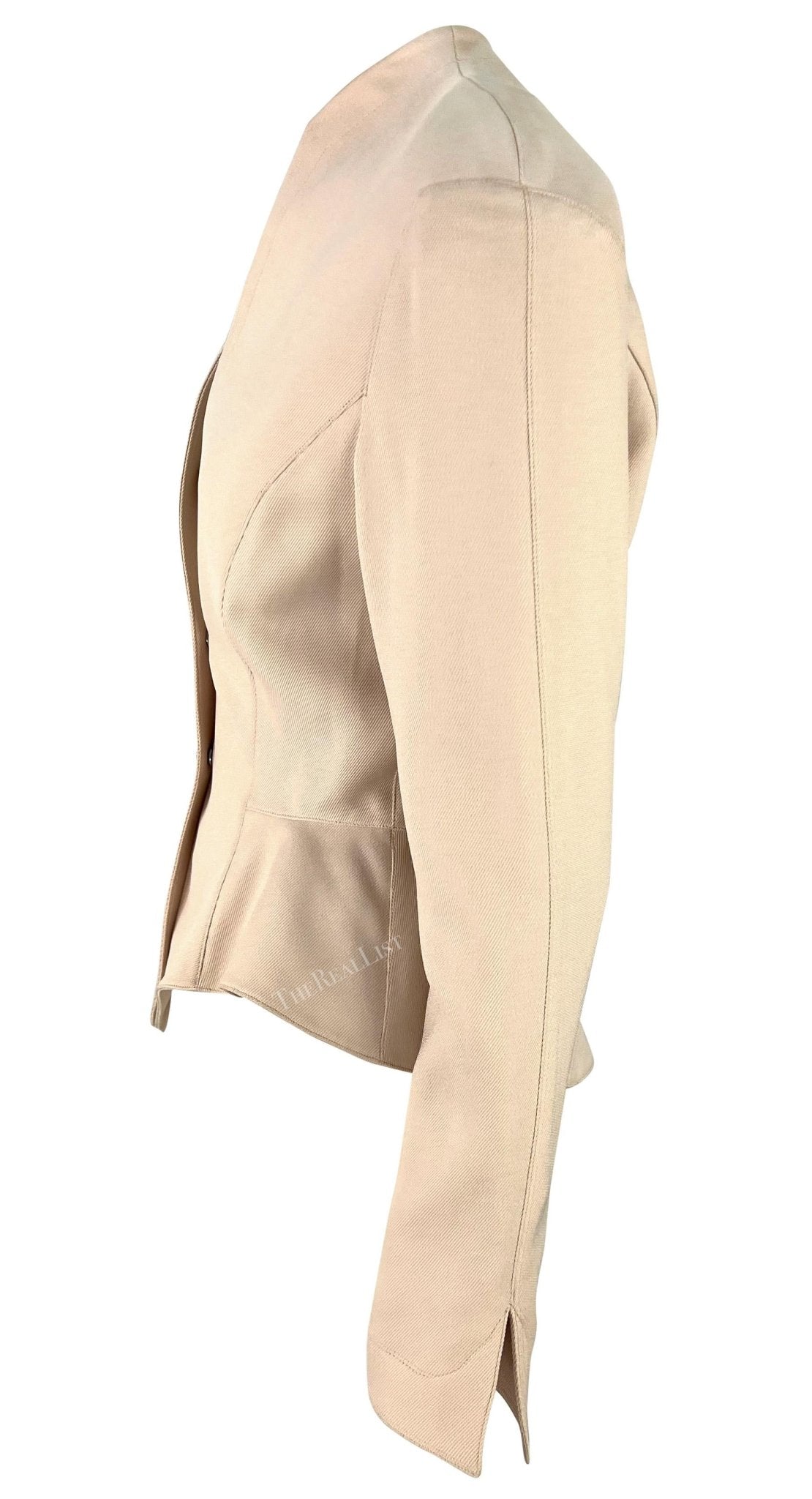 NWT Early 1990s Thierry Mugler Rhinestone Star Cinched Blush Pink Blazer Jacket - RealList