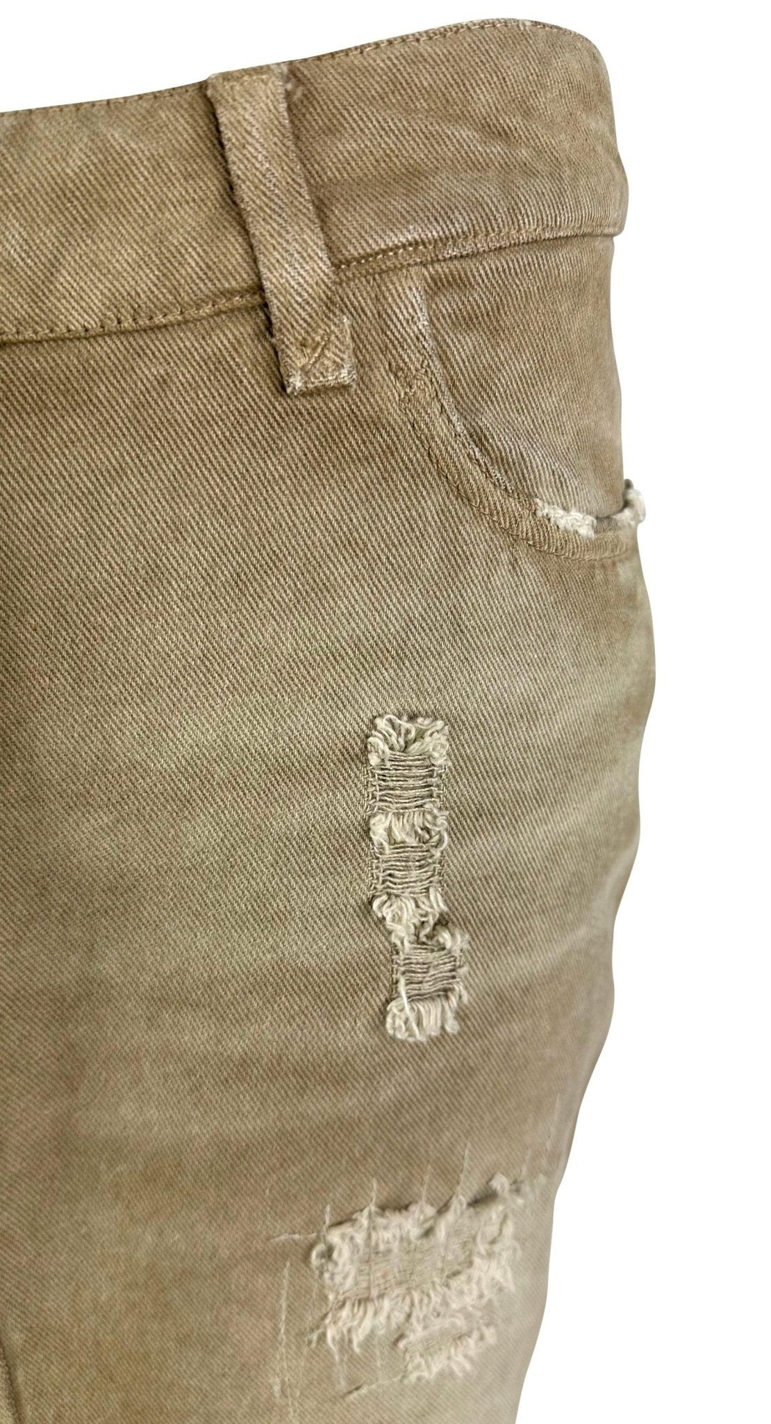 NWT Early 2000s Dolce & Gabbana Distressed Tan Denim Mid - Length Skirt - RealList