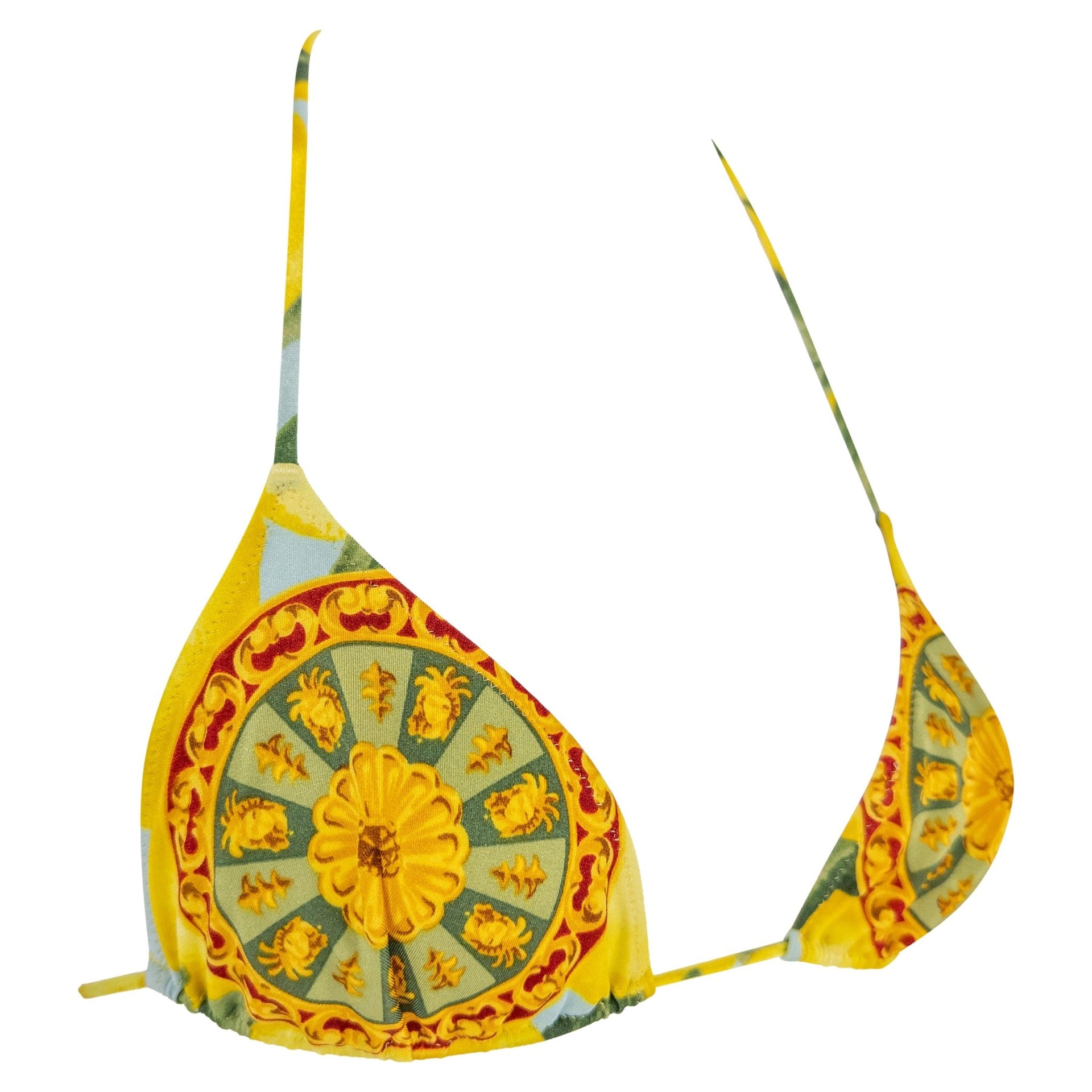 NWT Early 2000s Dolce & Gabbana Sicilian Lemon Print String Bikini Swim Set - RealList