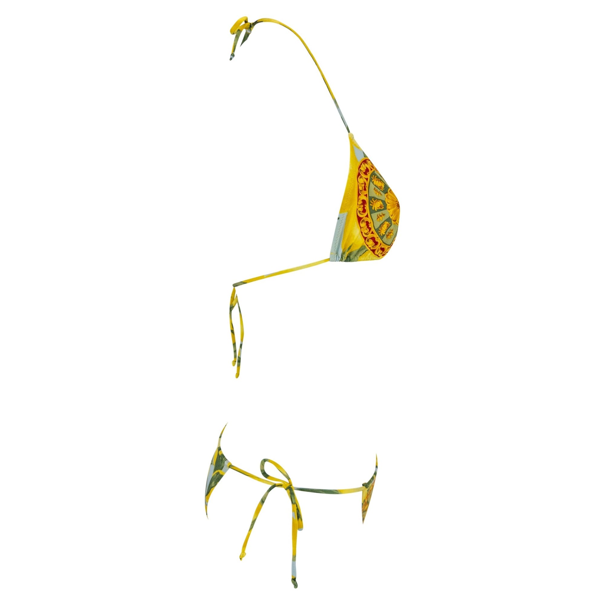 NWT Early 2000s Dolce & Gabbana Sicilian Lemon Print String Bikini Swim Set - RealList