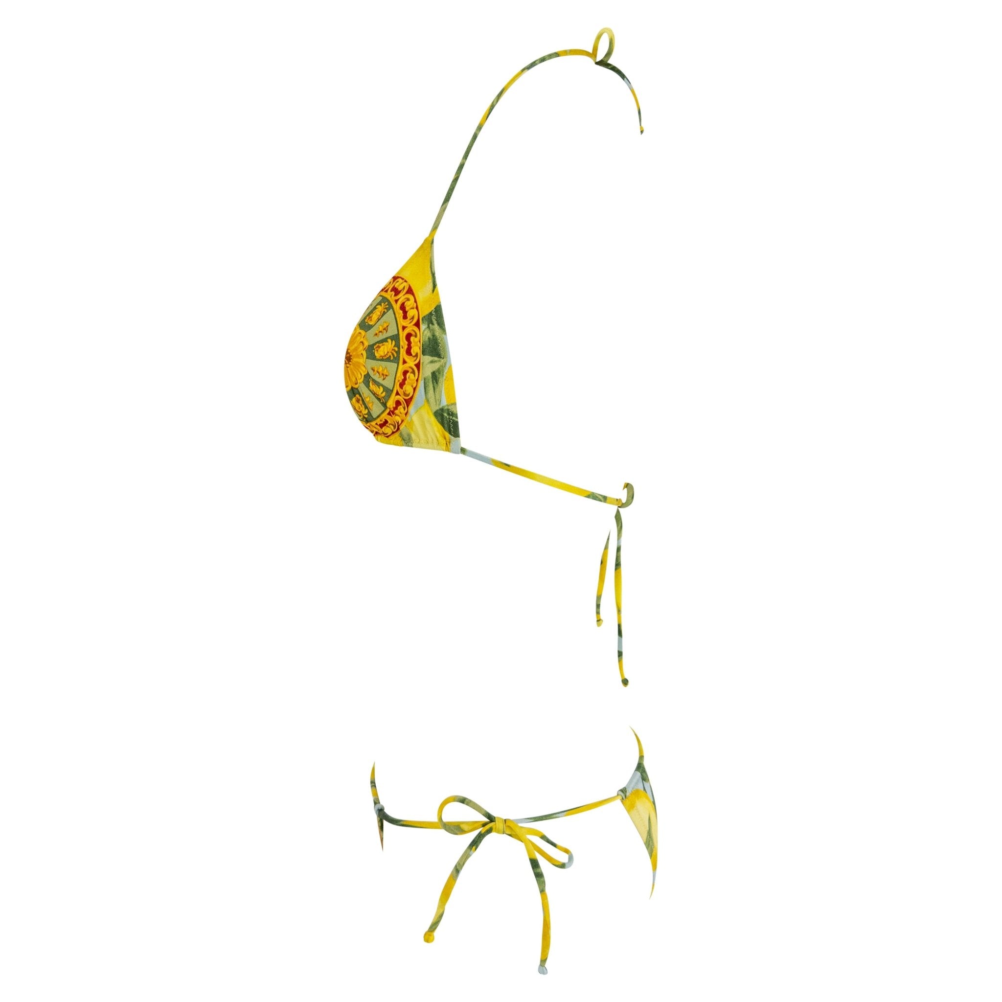 NWT Early 2000s Dolce & Gabbana Sicilian Lemon Print String Bikini Swim Set - RealList