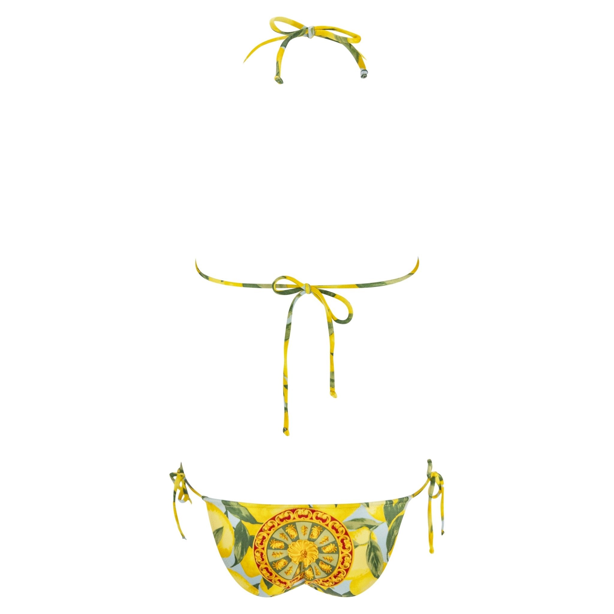 NWT Early 2000s Dolce & Gabbana Sicilian Lemon Print String Bikini Swim Set - RealList