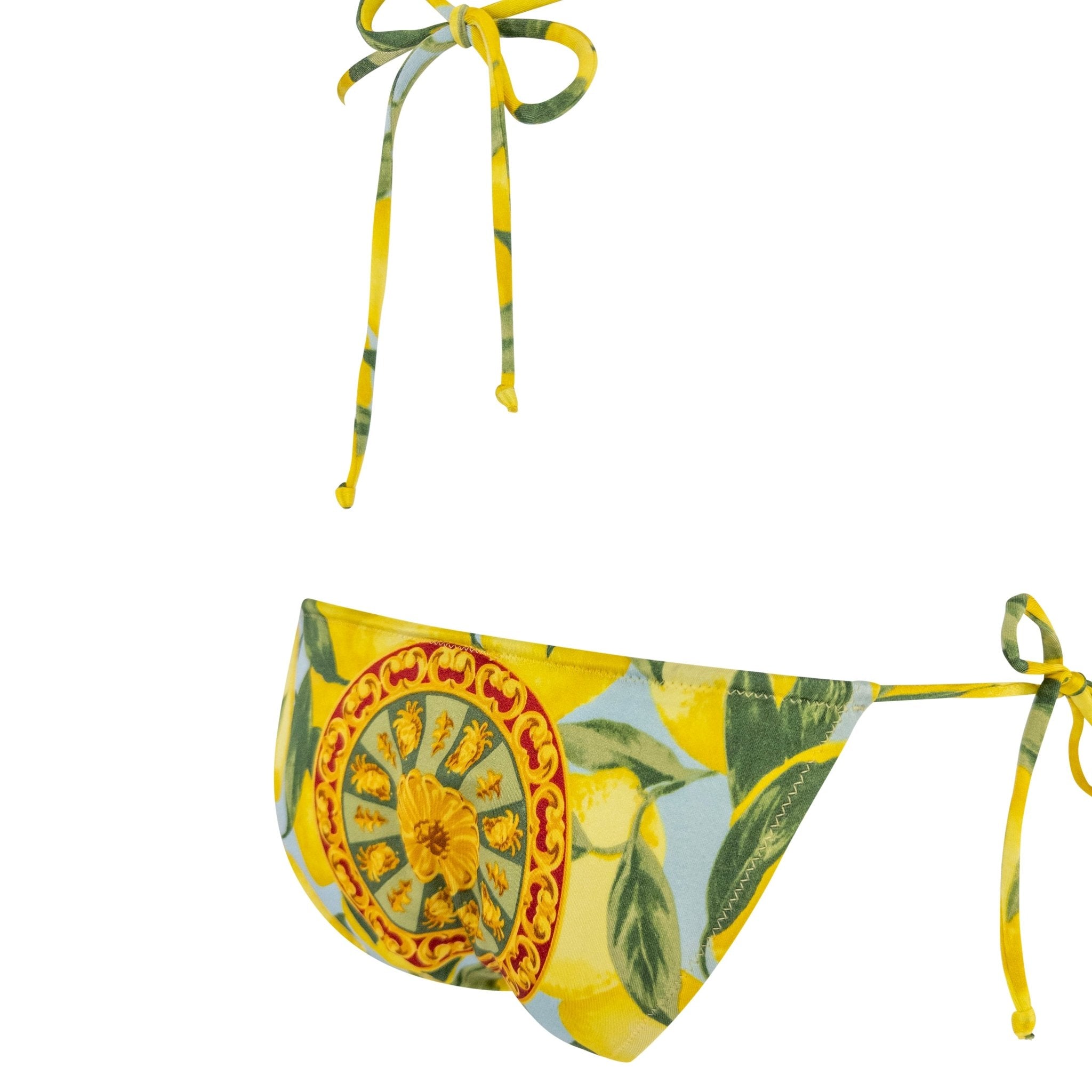 NWT Early 2000s Dolce & Gabbana Sicilian Lemon Print String Bikini Swim Set - RealList