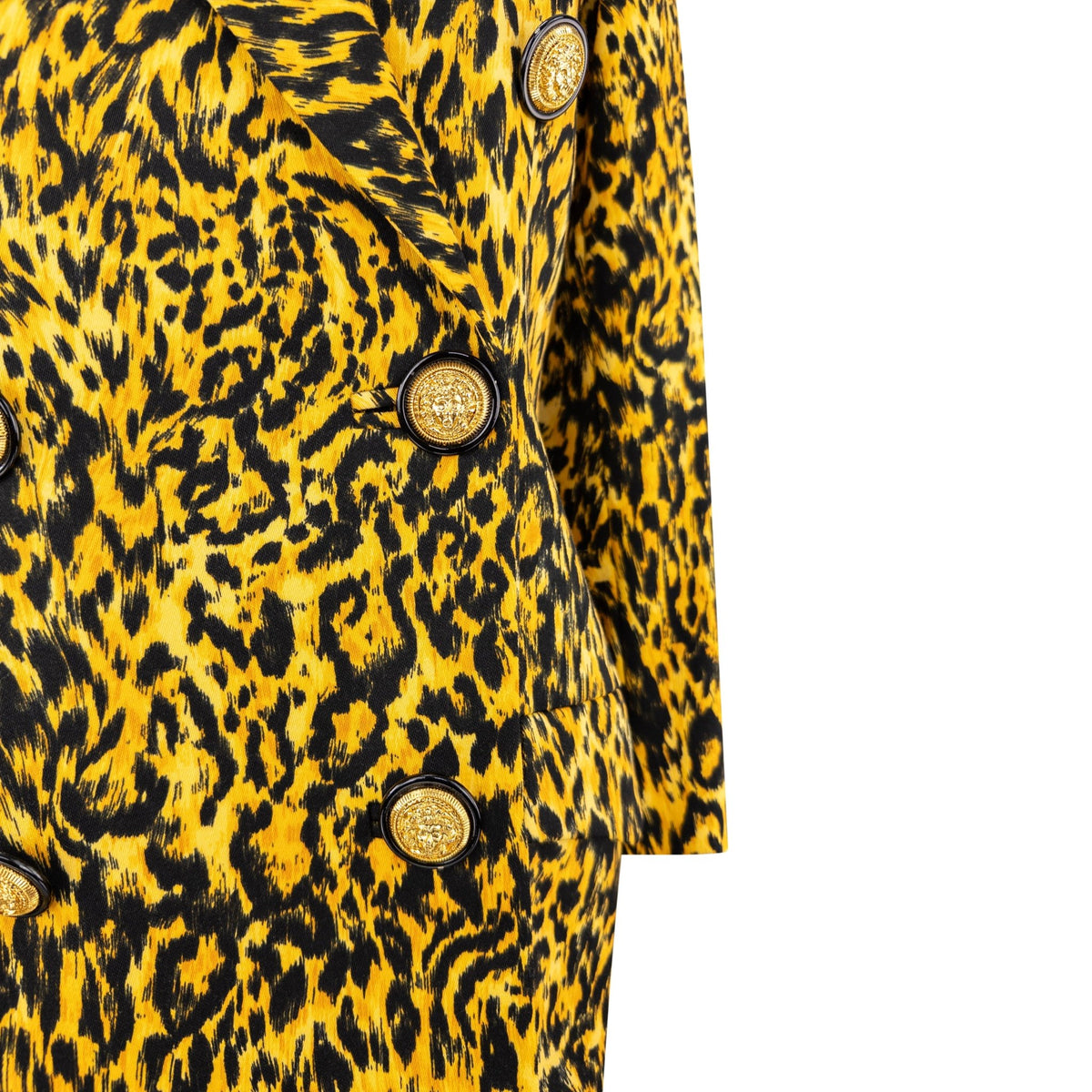 NWT F/W 1992 Gianni Versace Yellow Leopard Print Wool Double Breasted Blazer - RealList