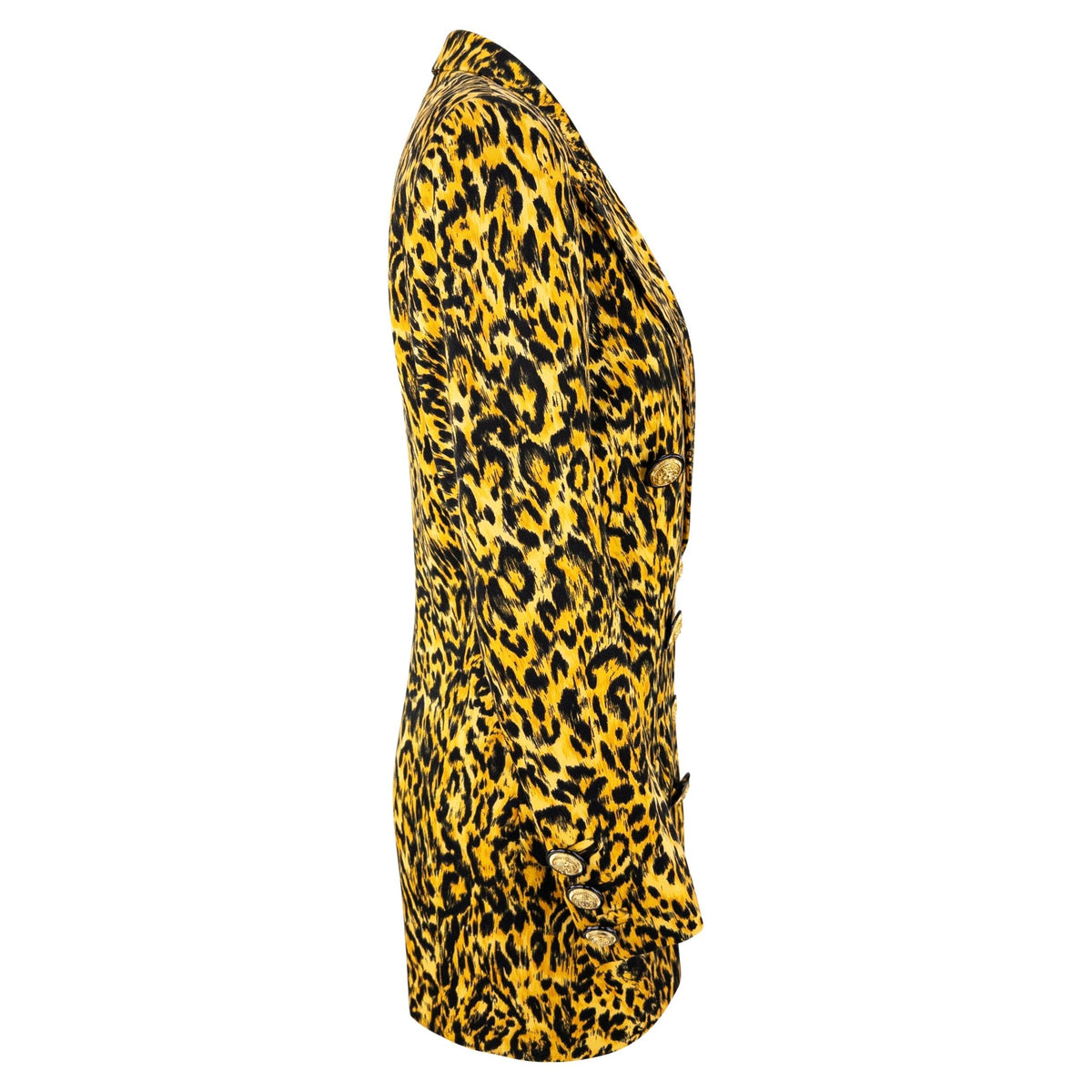 NWT F/W 1992 Gianni Versace Yellow Leopard Print Wool Double Breasted Blazer - RealList