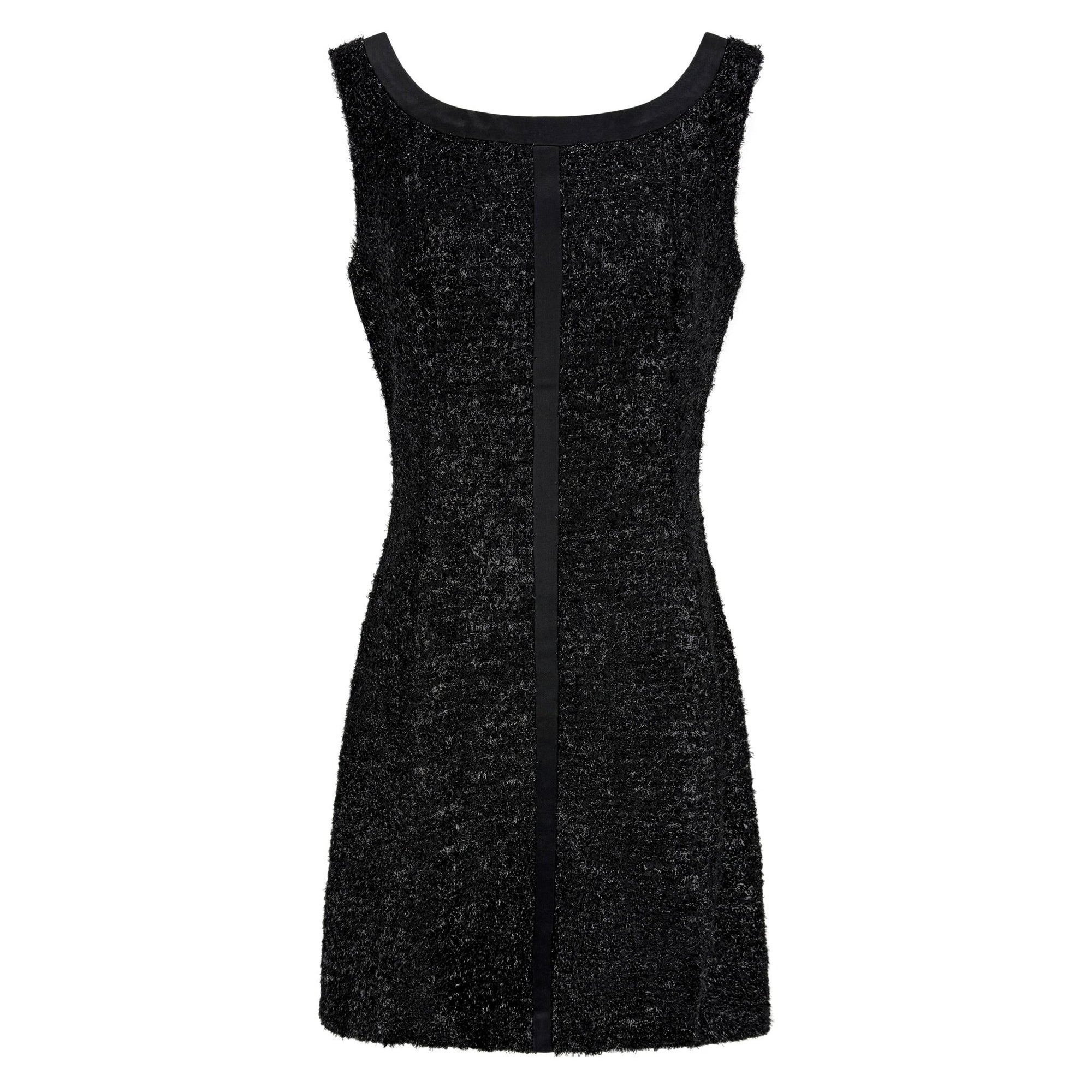 NWT F/W 1992 Prada Shimmery Black Wool Sleeveless Flare Mini Dress - RealList