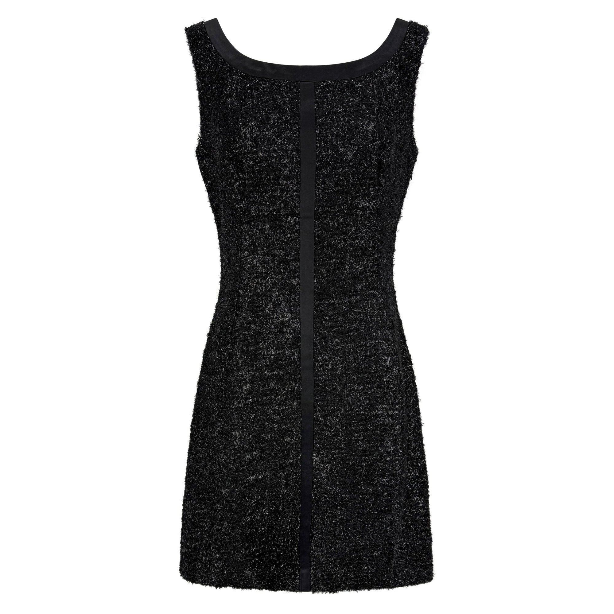 NWT F/W 1992 Prada Shimmery Black Wool Sleeveless Flare Mini Dress - RealList