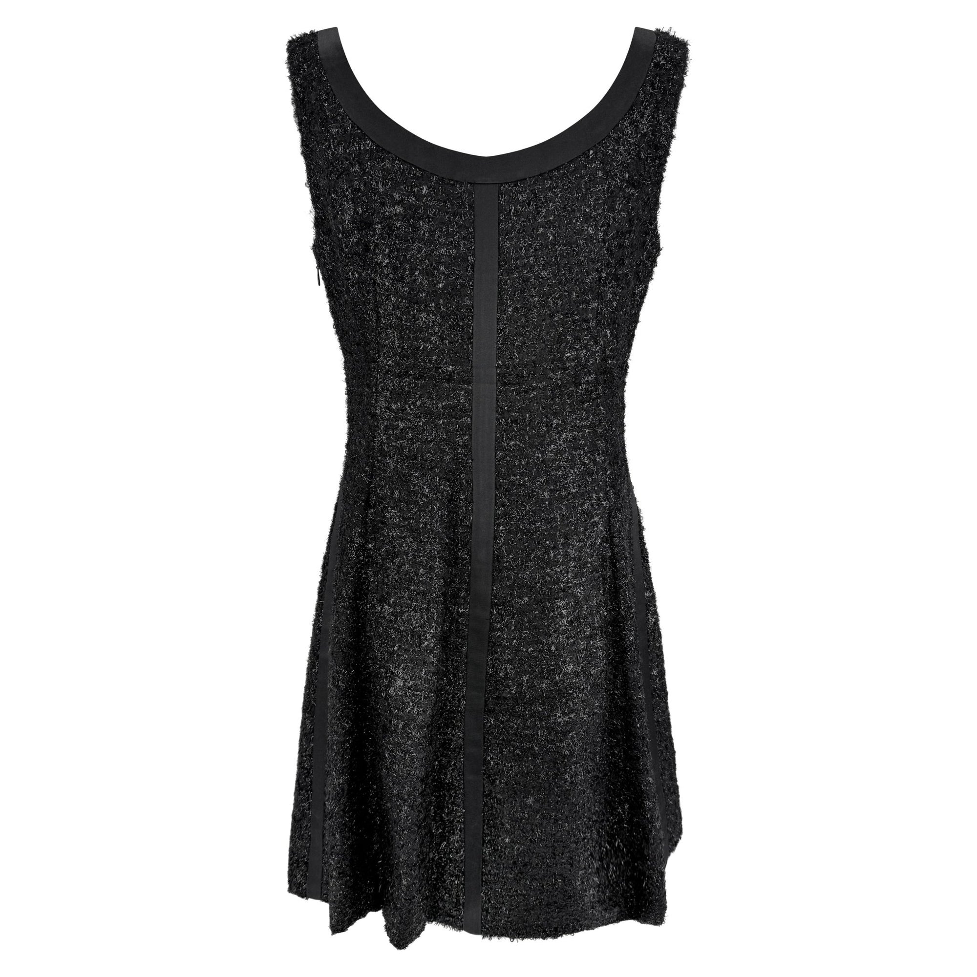 NWT F/W 1992 Prada Shimmery Black Wool Sleeveless Flare Mini Dress - RealList