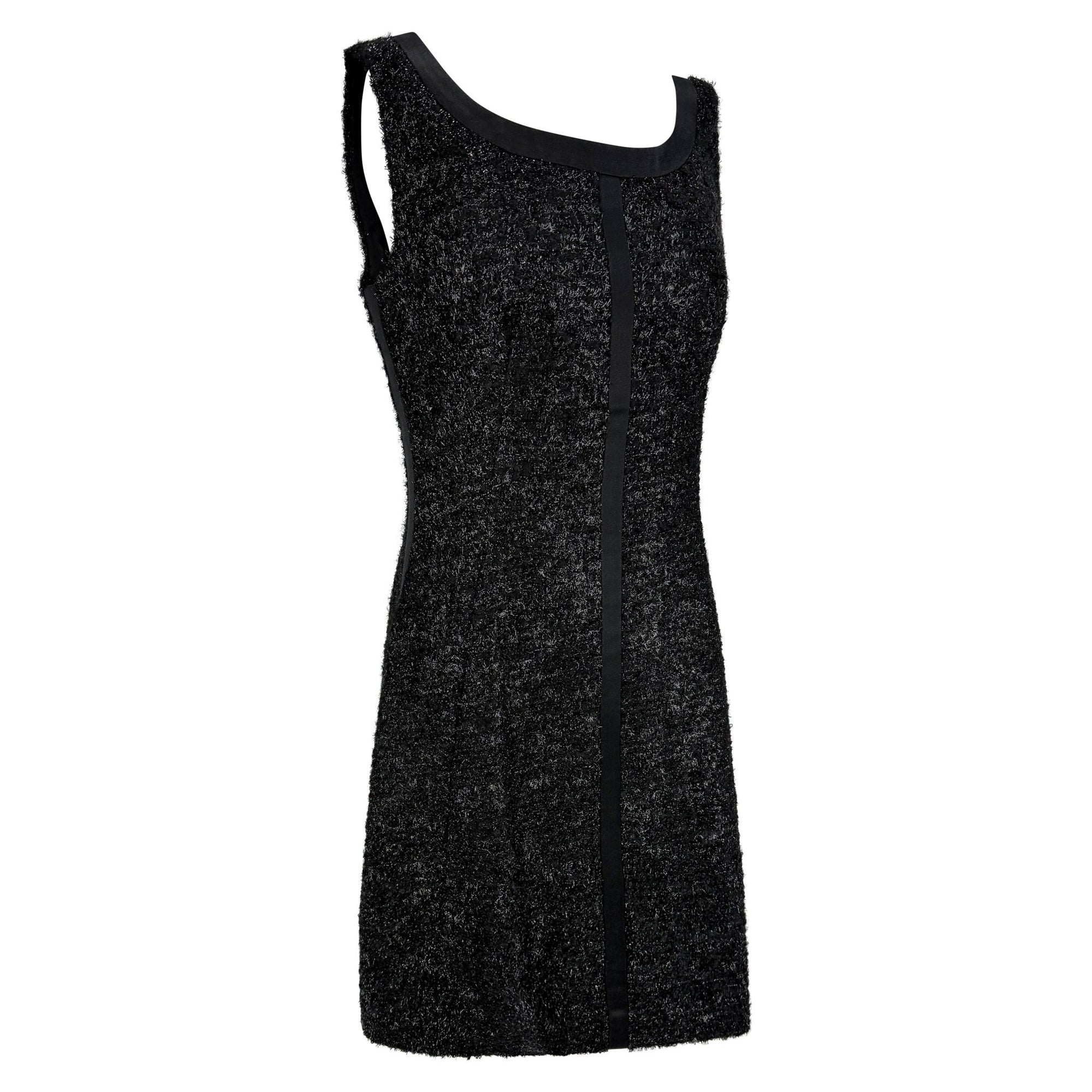 NWT F/W 1992 Prada Shimmery Black Wool Sleeveless Flare Mini Dress - RealList