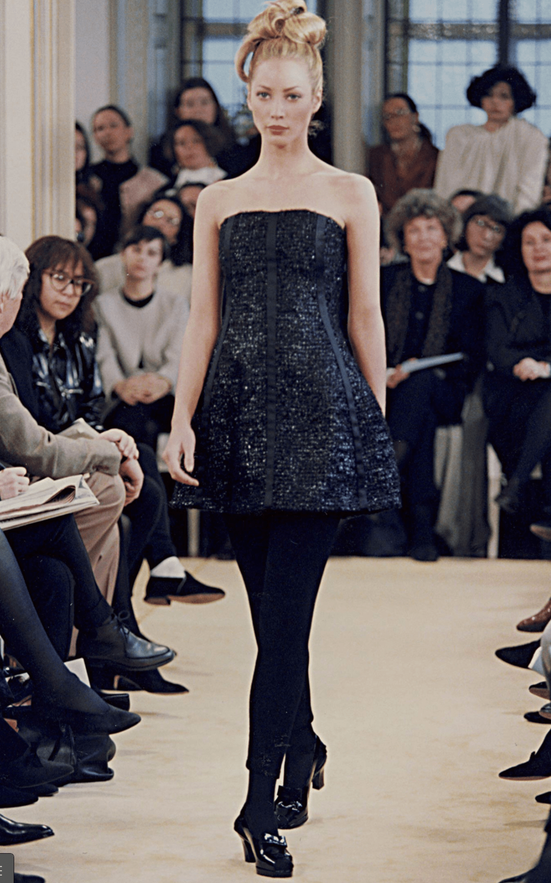 NWT F/W 1992 Prada Shimmery Black Wool Sleeveless Flare Mini Dress - RealList