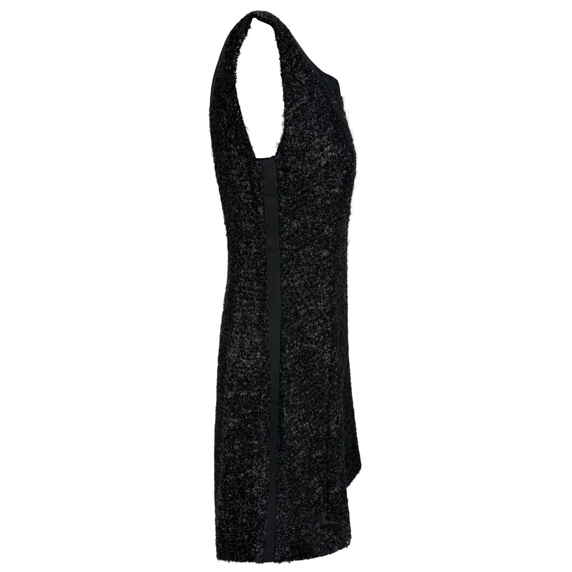 NWT F/W 1992 Prada Shimmery Black Wool Sleeveless Flare Mini Dress - RealList