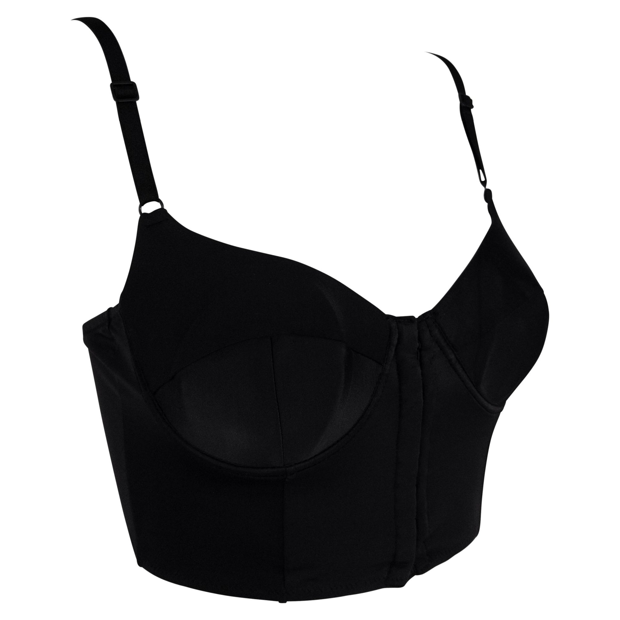 NWT F/W 1996 Dolce & Gabbana Sheer Black Satin Bralette Crop Top - RealList