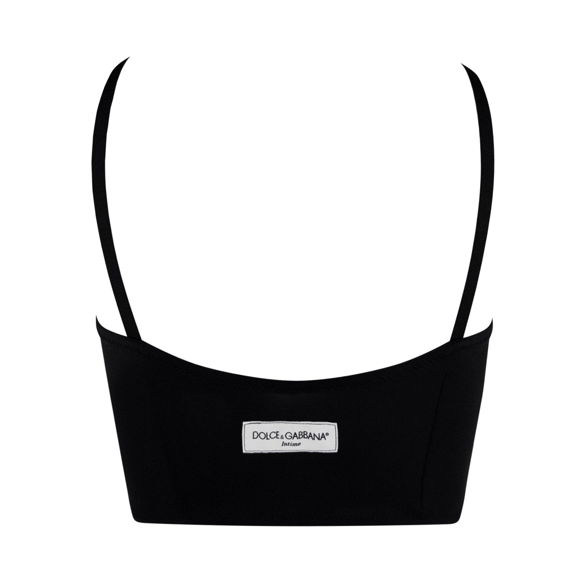NWT F/W 1996 Dolce & Gabbana Sheer Black Satin Bralette Crop Top - RealList