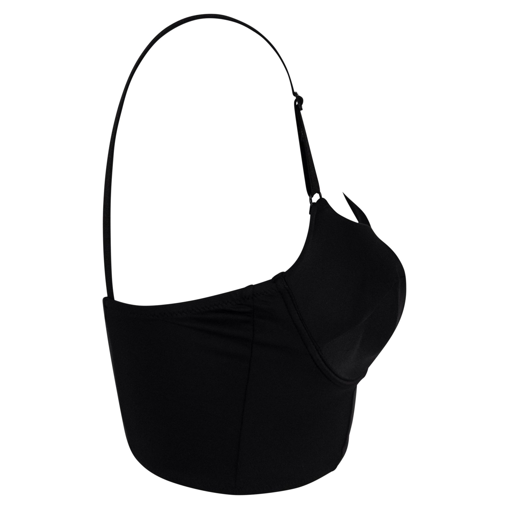 NWT F/W 1996 Dolce & Gabbana Sheer Black Satin Bralette Crop Top - RealList