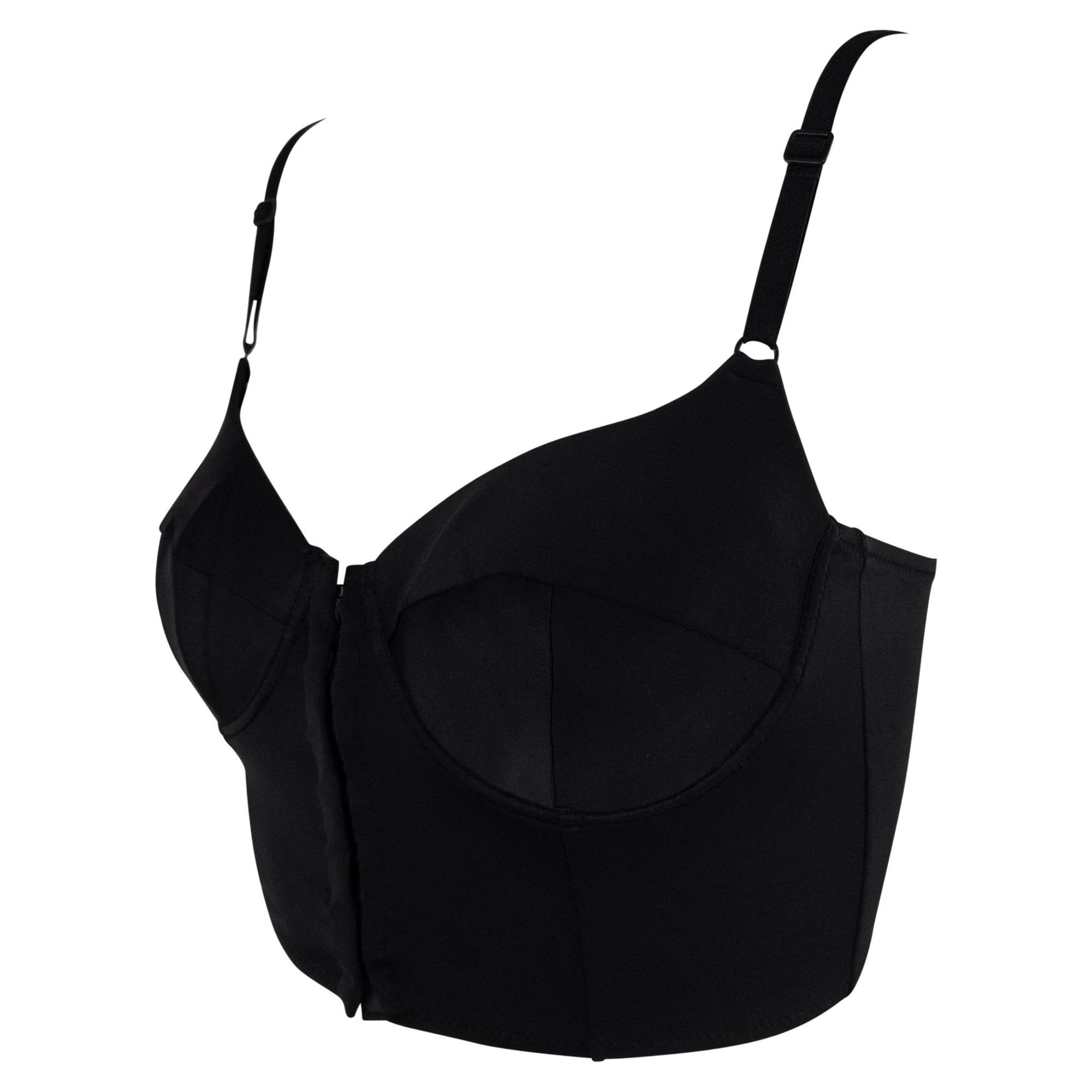 NWT F/W 1996 Dolce & Gabbana Sheer Black Satin Bralette Crop Top - RealList