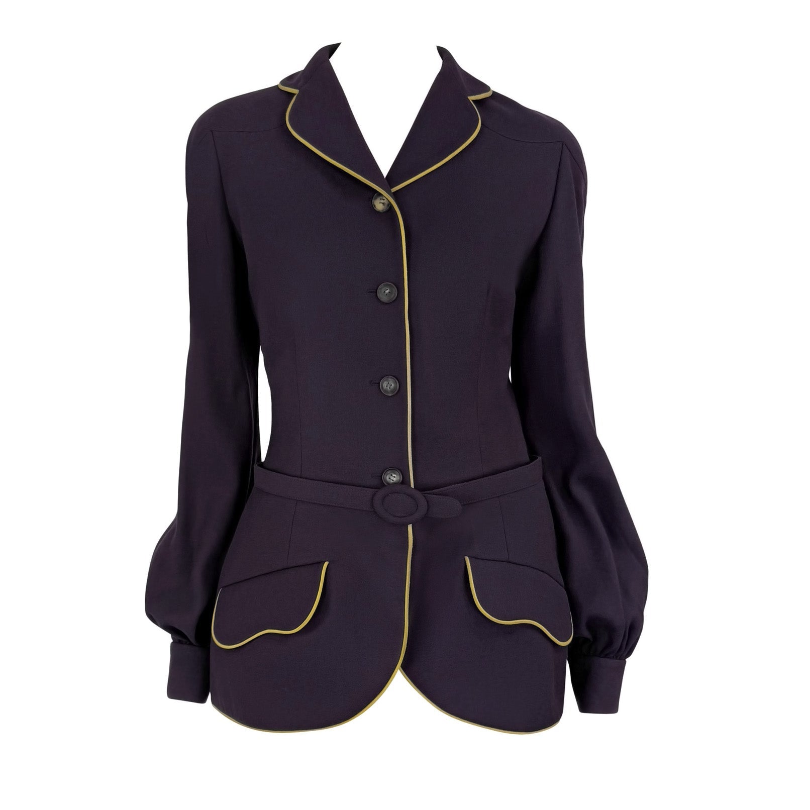NWT F/W 1996 Givenchy by John Galliano Purple Wool Western Yolk Jacket Set - RealList