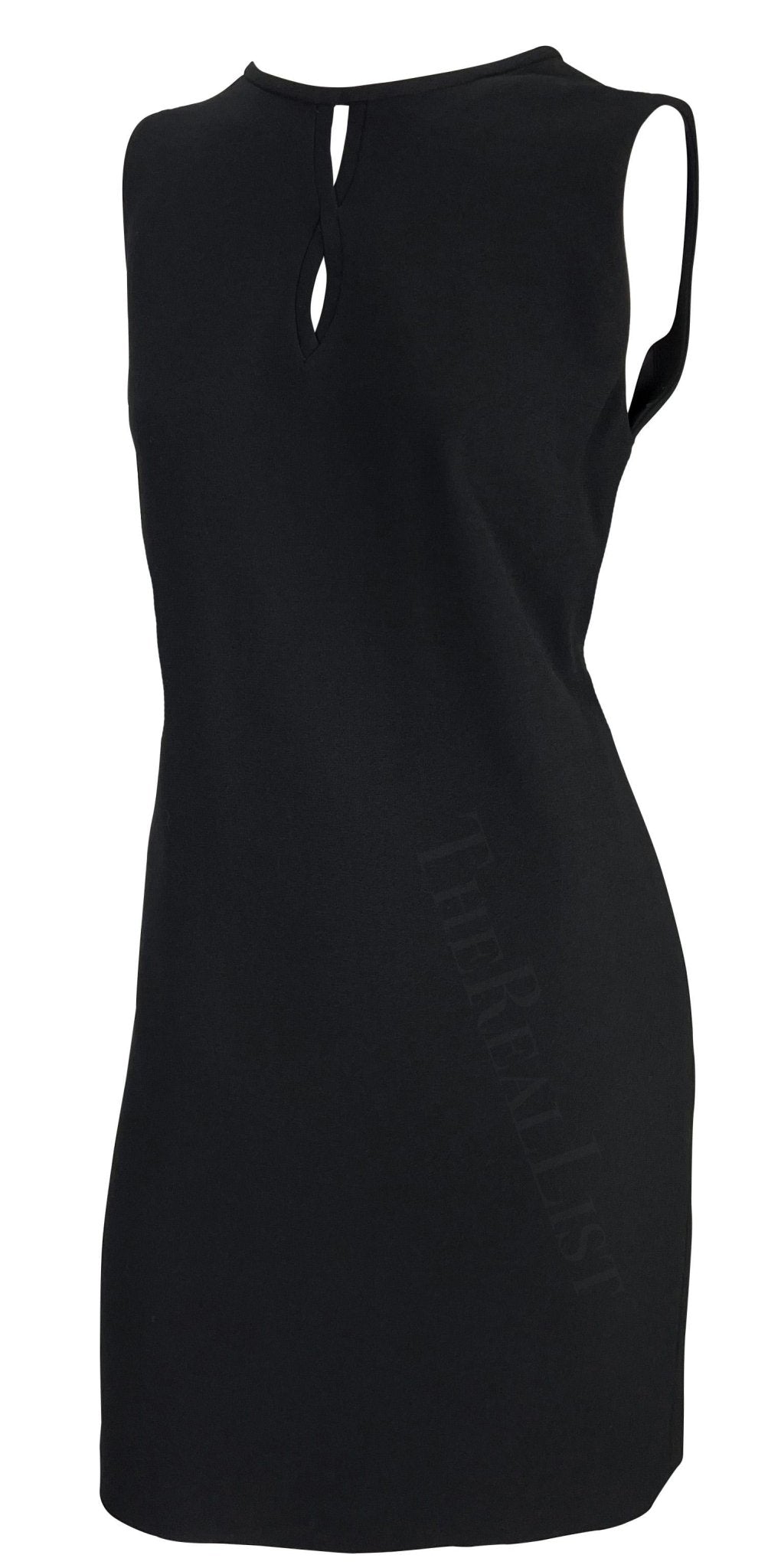 NWT F/W 1997 Gianni Versace Couture Cutout Black Wool Shift Dress - RealList