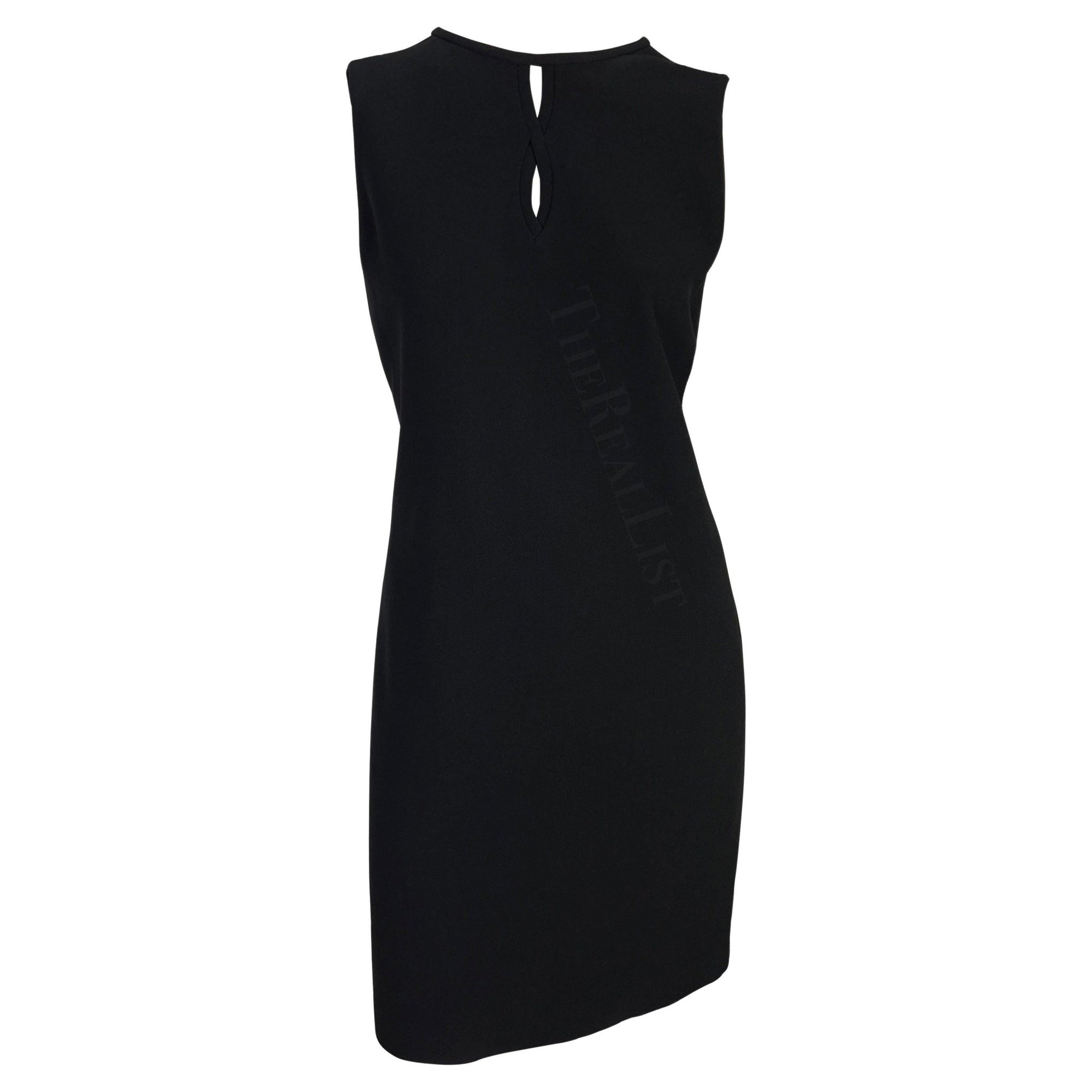 NWT F/W 1997 Gianni Versace Couture Cutout Black Wool Shift Dress - RealList