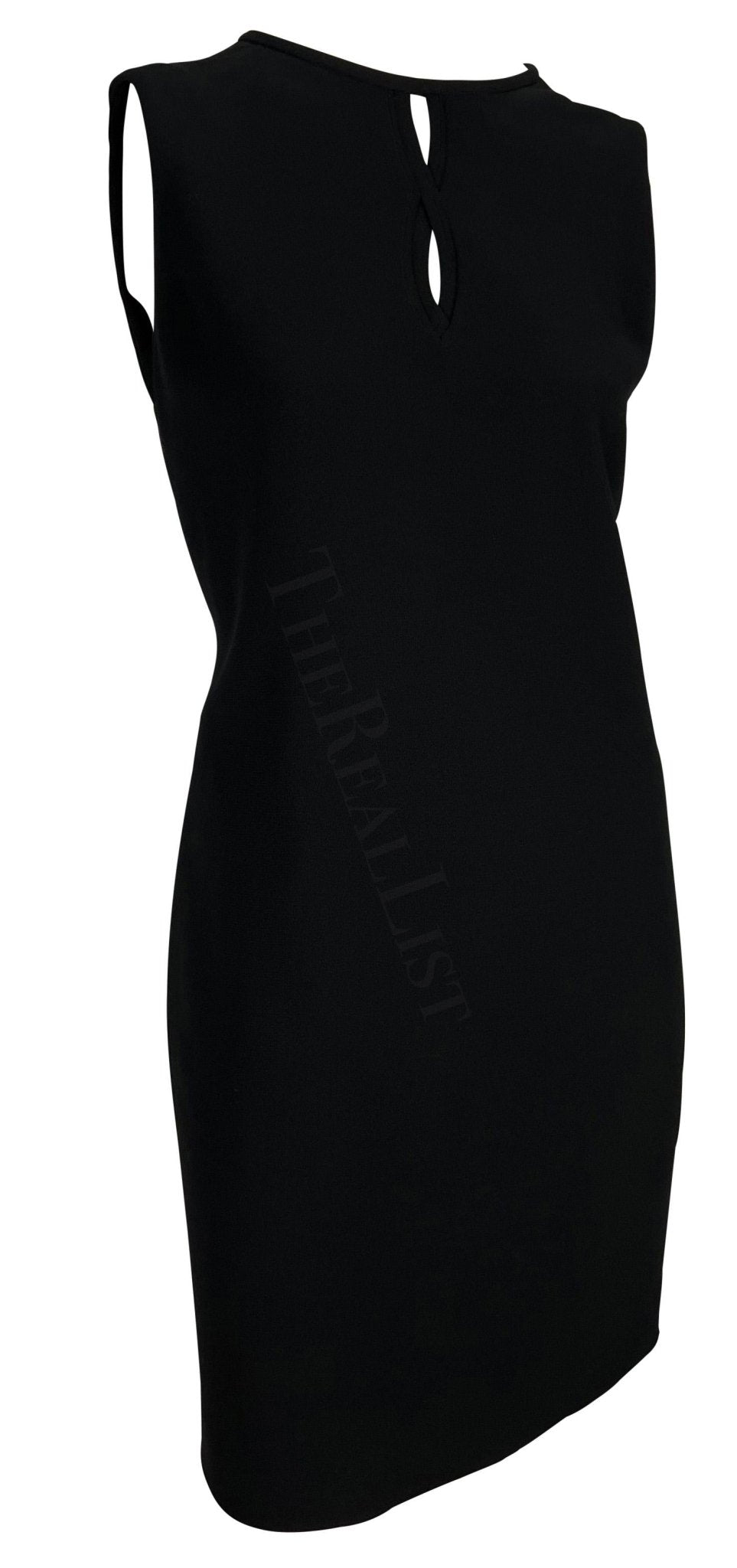 NWT F/W 1997 Gianni Versace Couture Cutout Black Wool Shift Dress - RealList