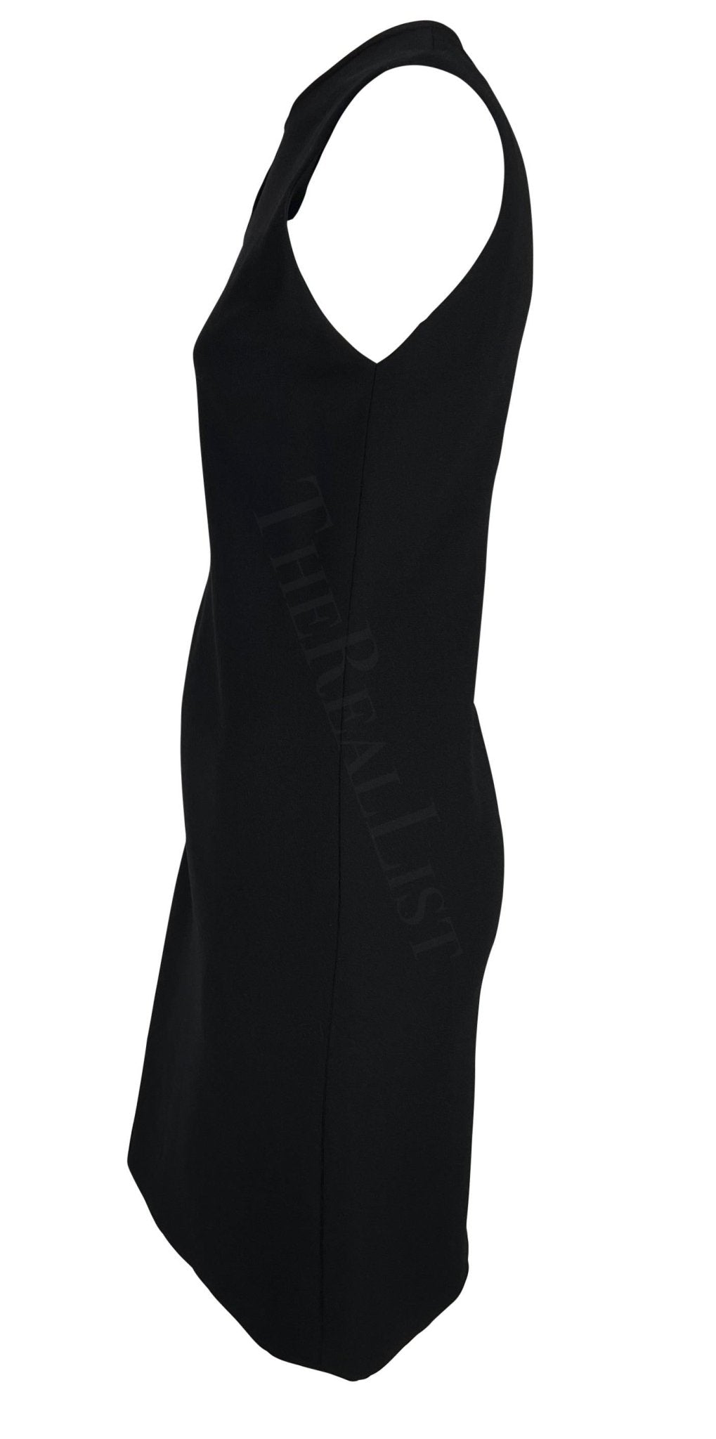 NWT F/W 1997 Gianni Versace Couture Cutout Black Wool Shift Dress - RealList