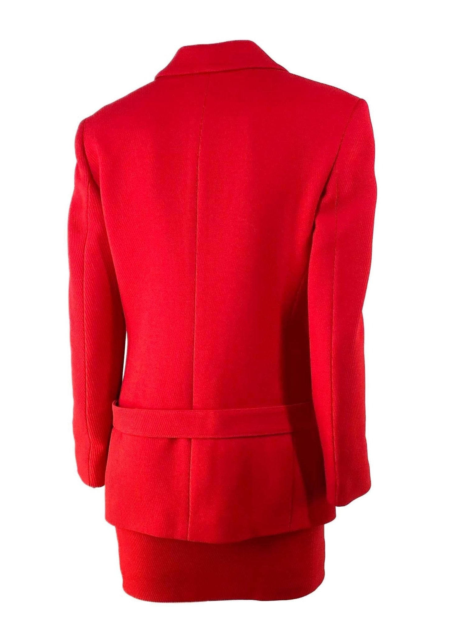 NWT F/W 1997 Gianni Versace Final Runway Red Wool Belted Skirt Suit New - RealList