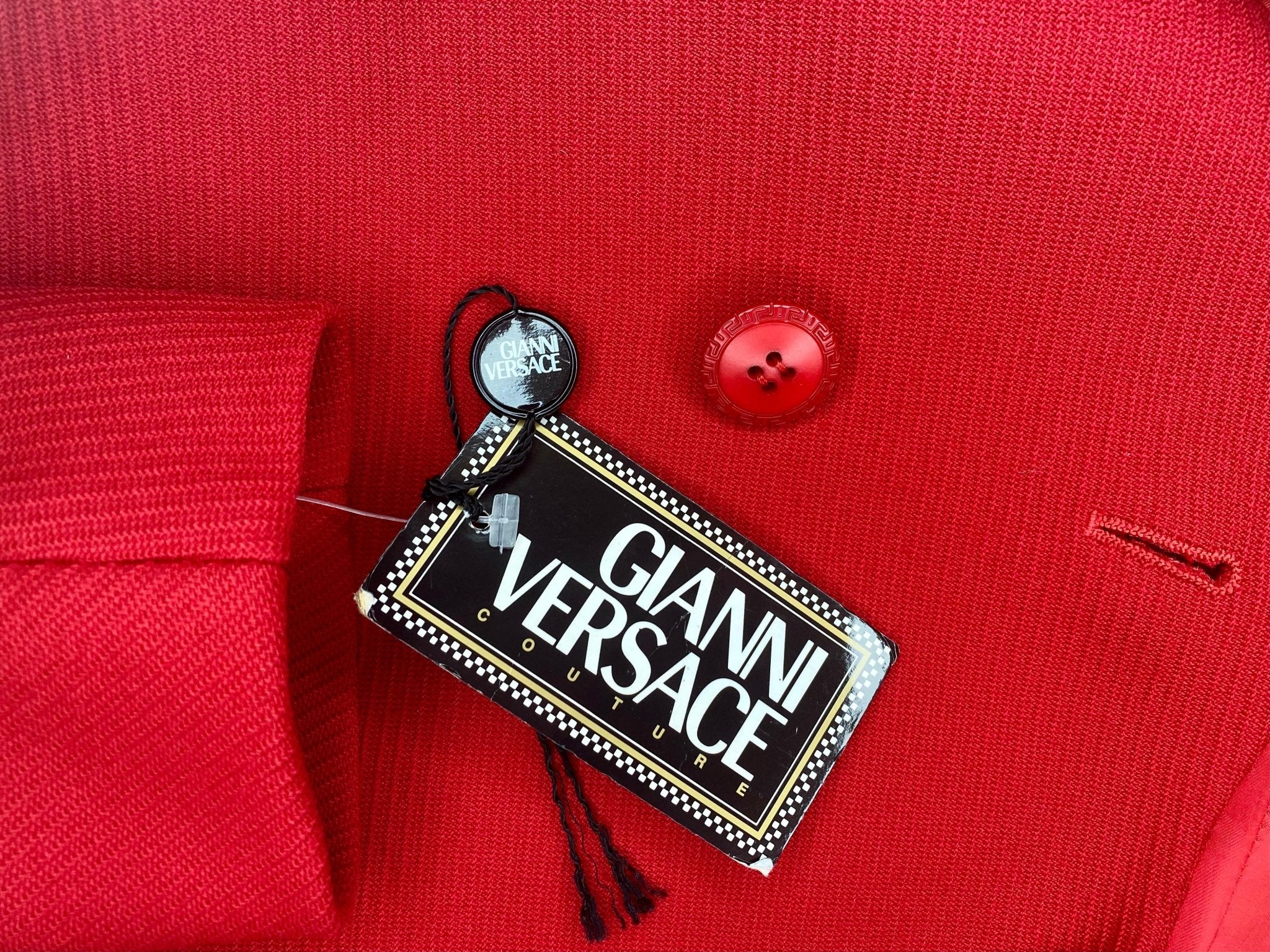 NWT F/W 1997 Gianni Versace Final Runway Red Wool Belted Skirt Suit New - RealList