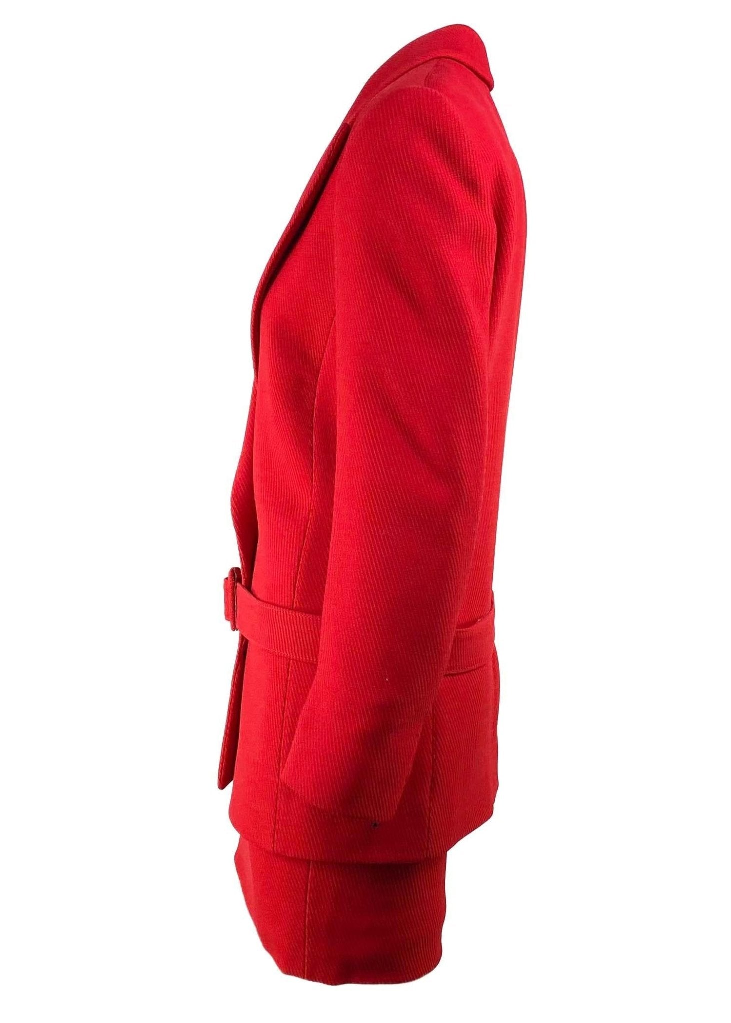 NWT F/W 1997 Gianni Versace Final Runway Red Wool Belted Skirt Suit New - RealList